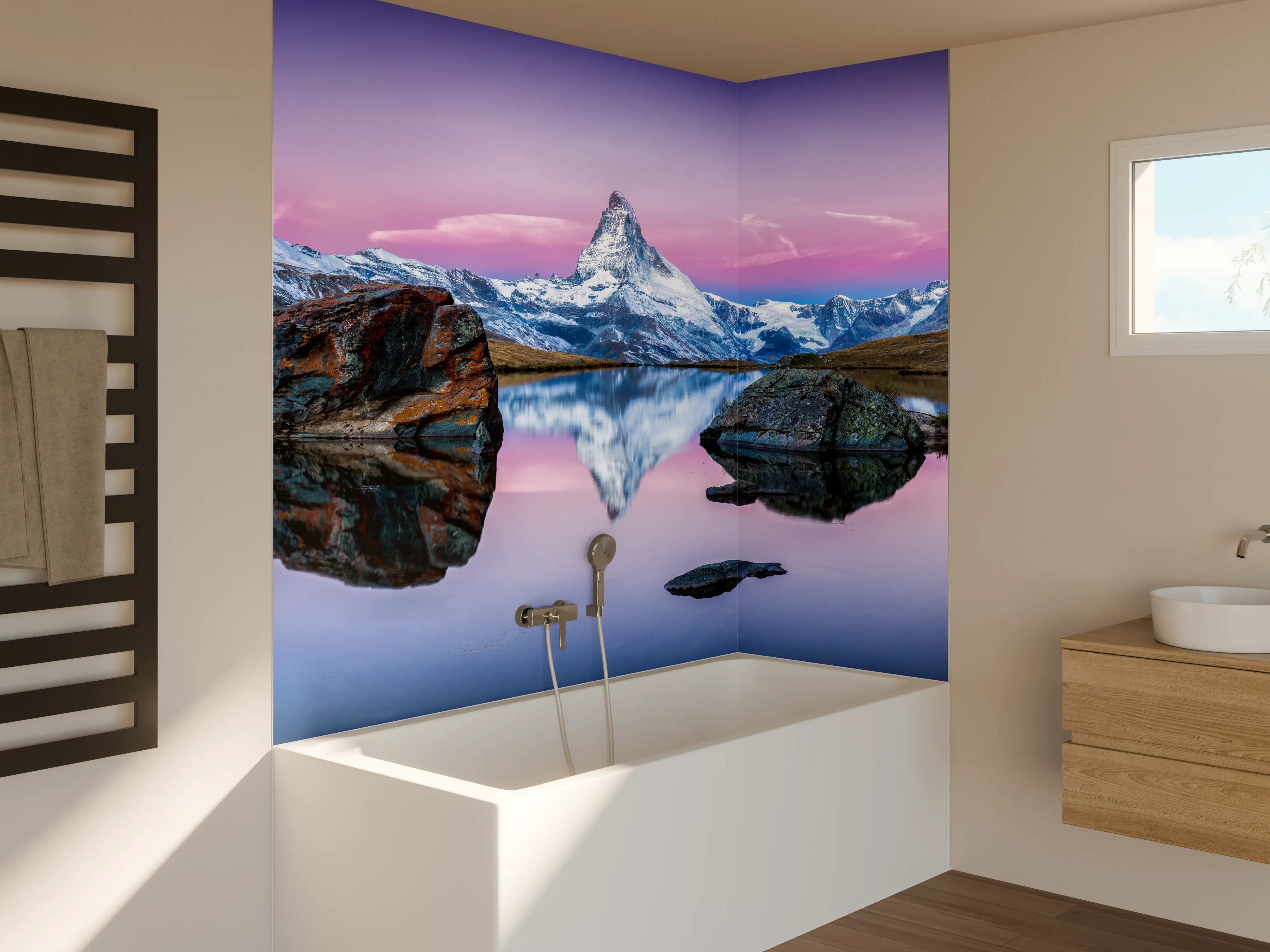 Badewannen-Rückwand - Stellisee in Schweiz - Matterhorn Panorama