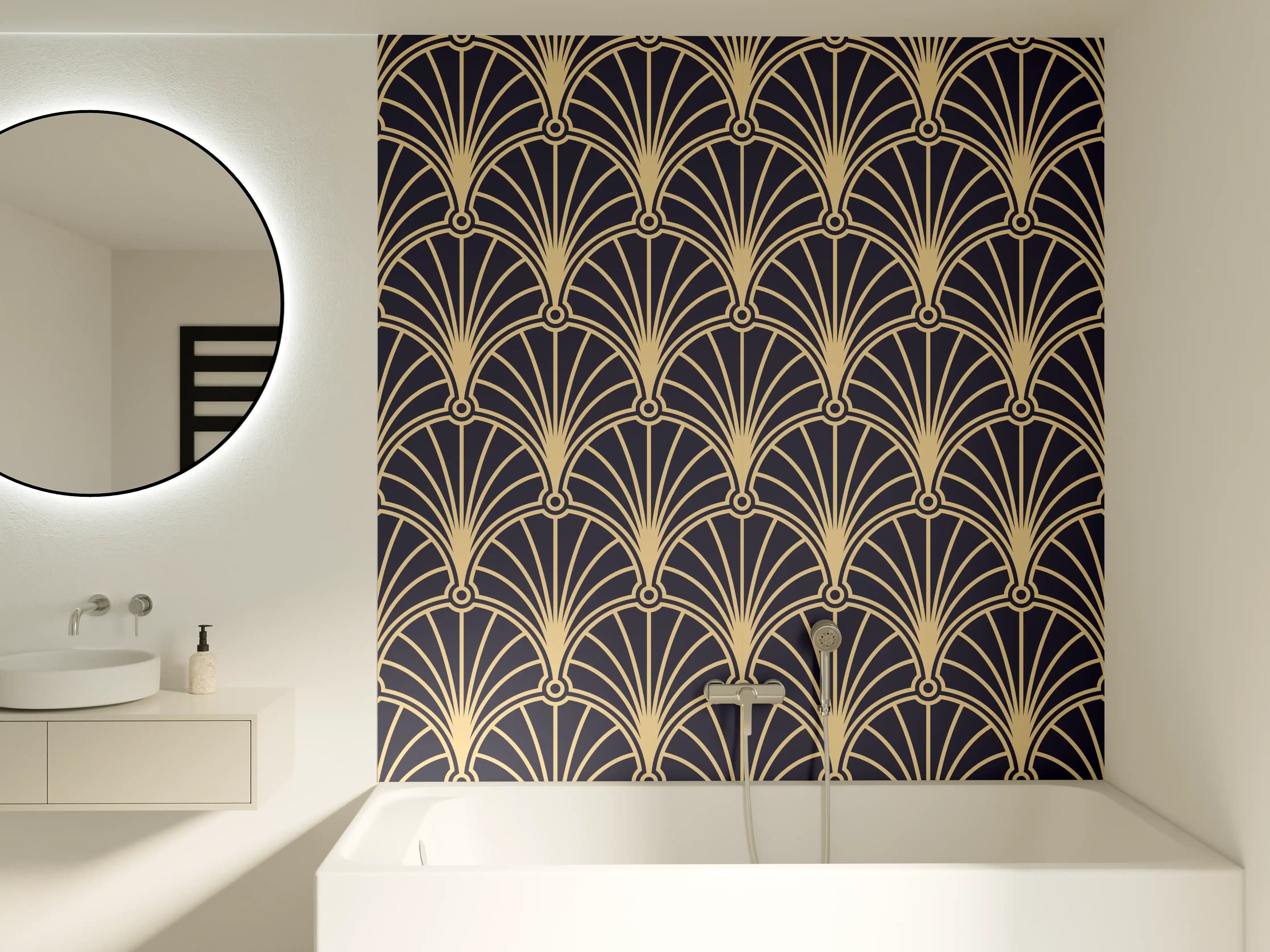 Badewannen-Rückwand - Stilvolles Art-Deko-Muster