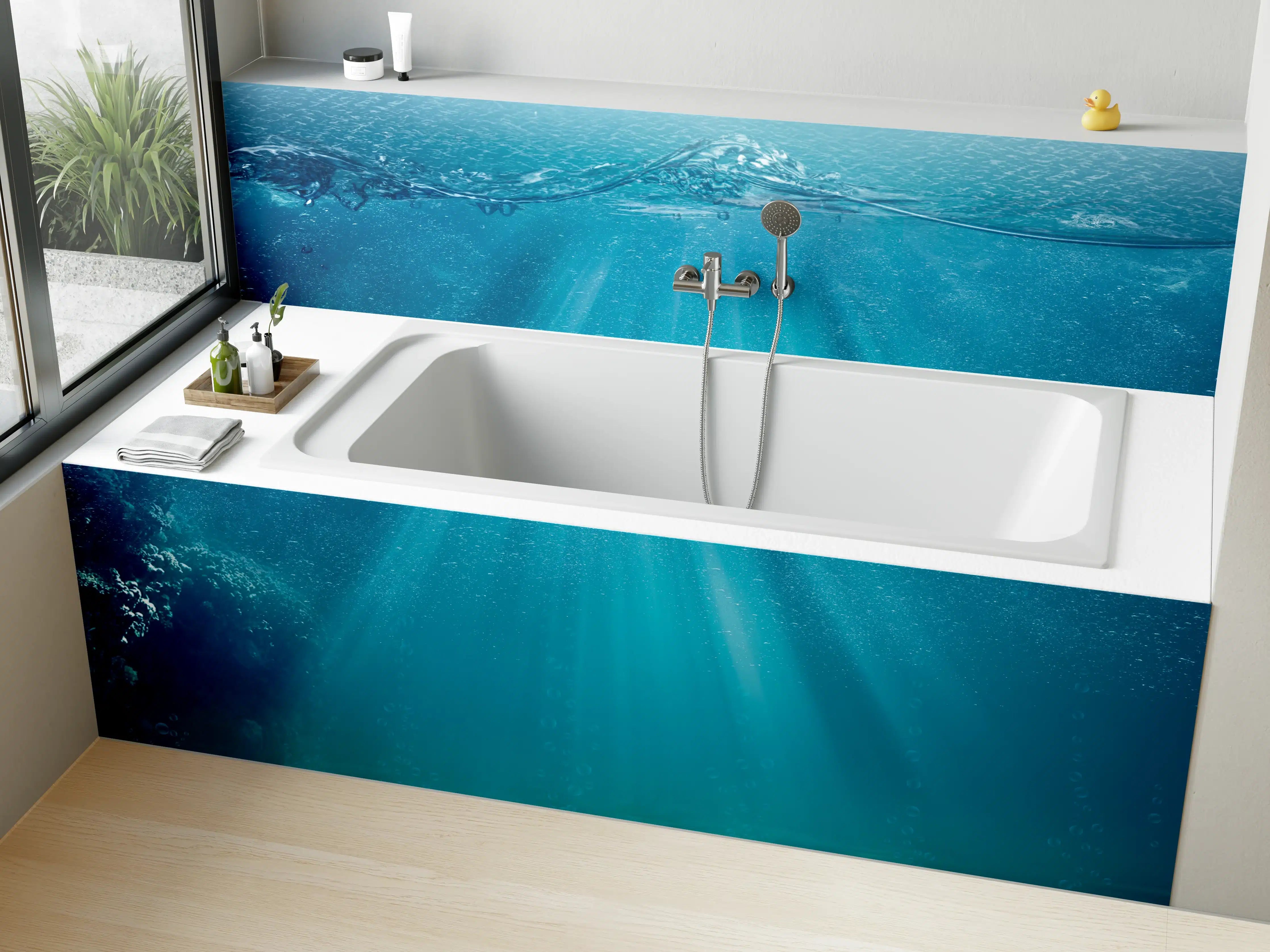 Badewannen-Rückwand - Strahlen durch Wasser