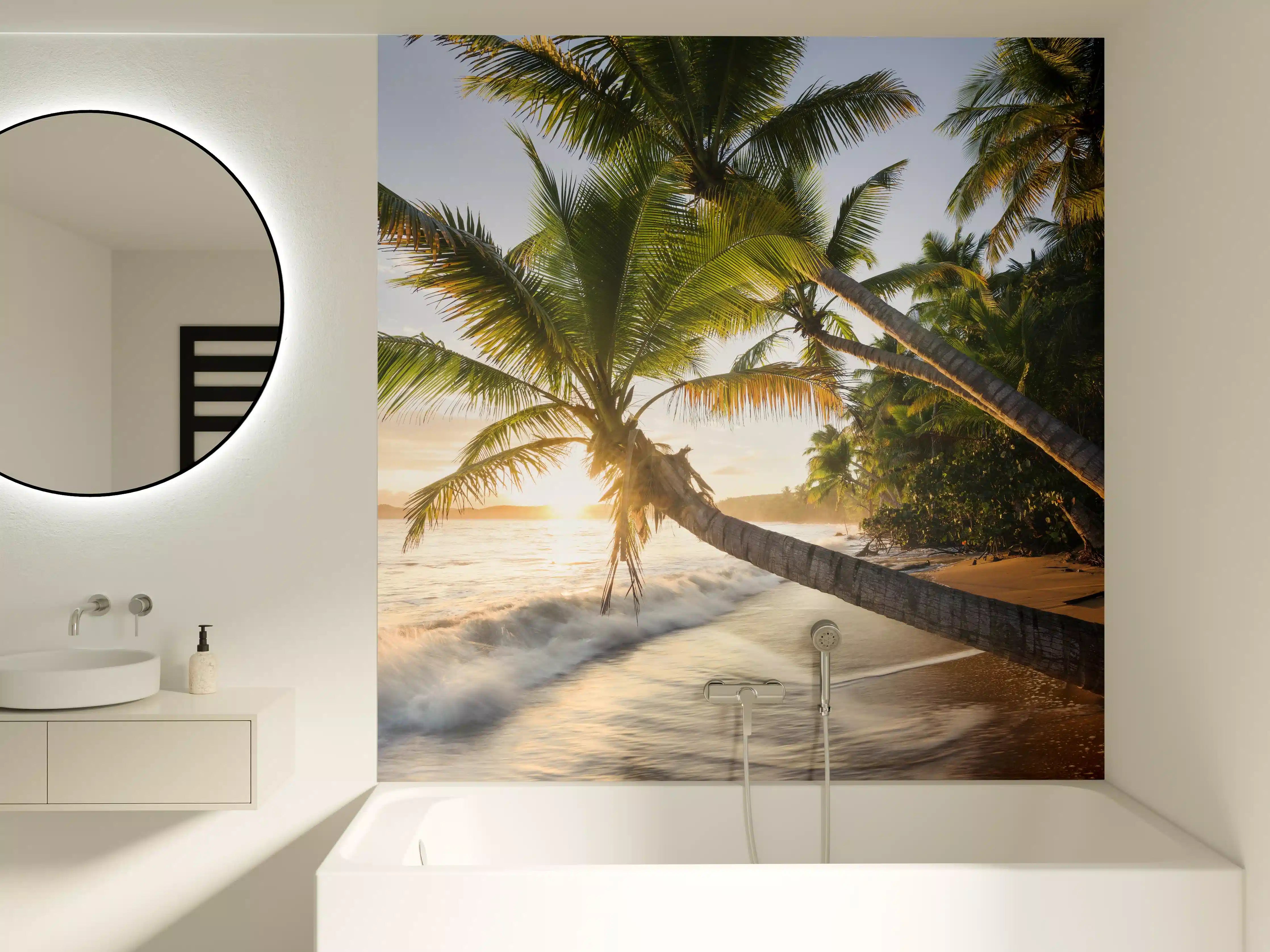 Badewannen-Rückwand - Strand in der Karibik bei Sonnenuntergang