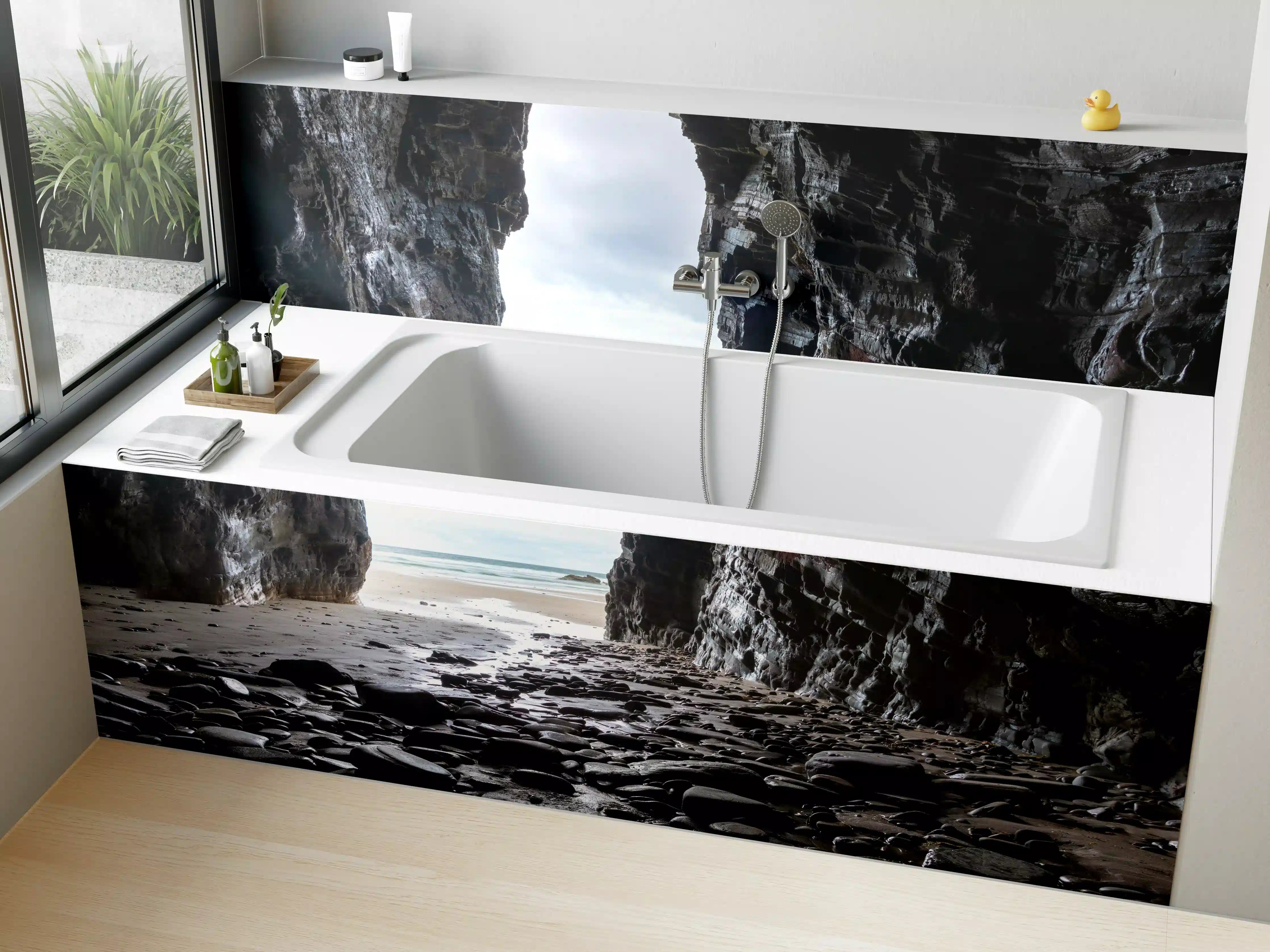 Badewannen-Rückwand - Strandhöhle in Nordspanien