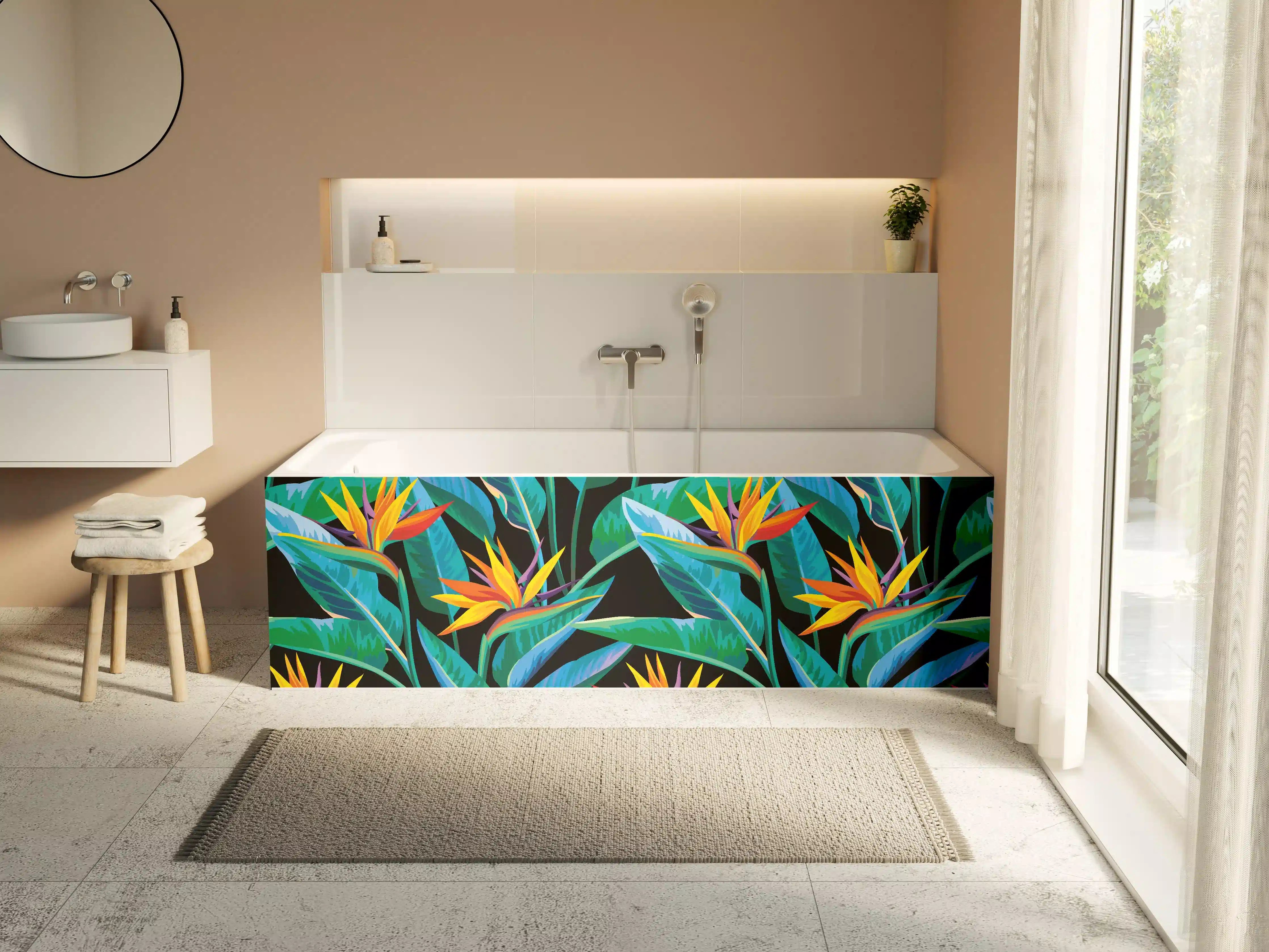 Badewannen-Rückwand - Strelitzia Tropic Schwarz-Exotik