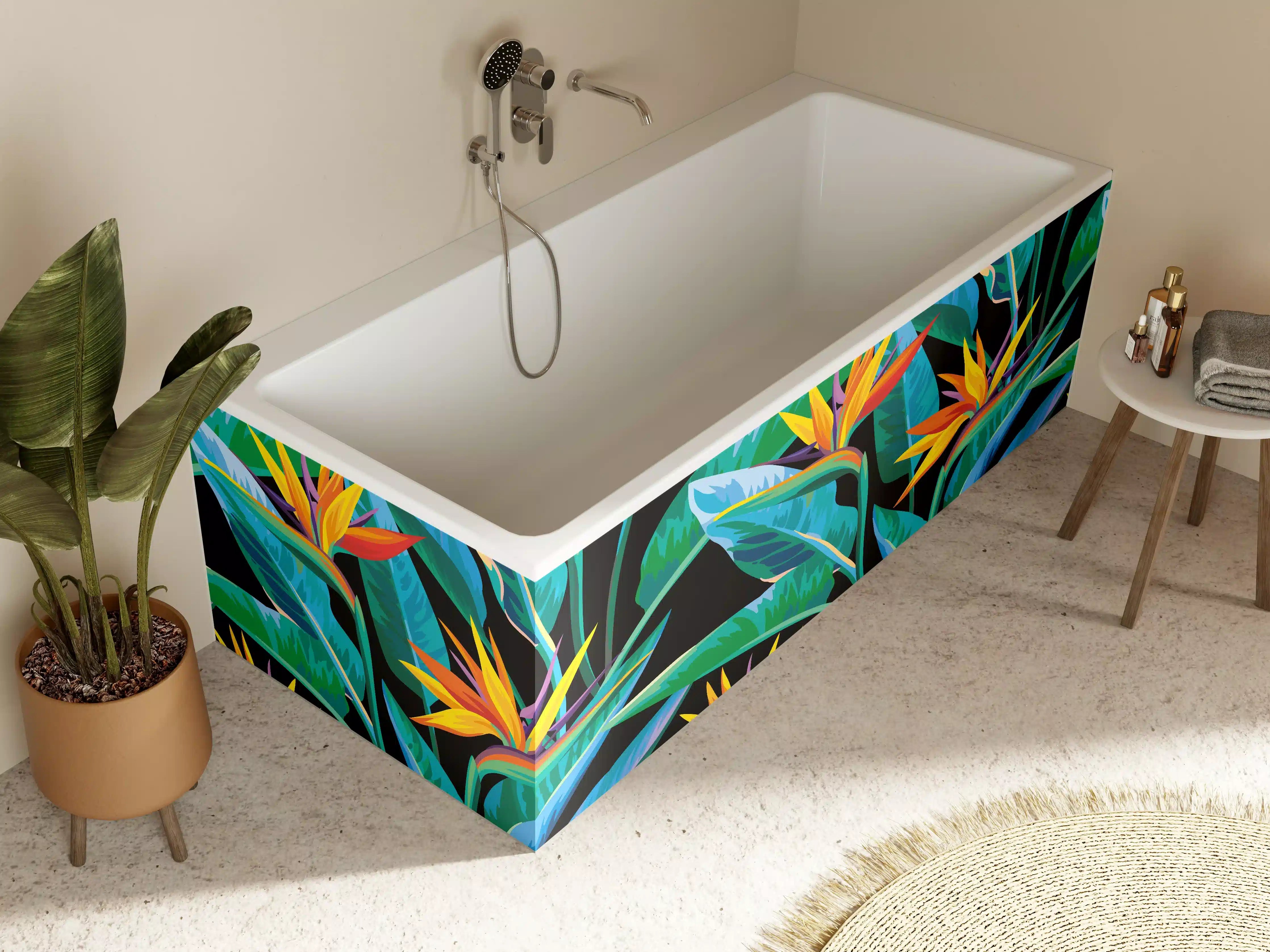 Badewannen-Rückwand - Strelitzia Tropic Schwarz-Exotik
