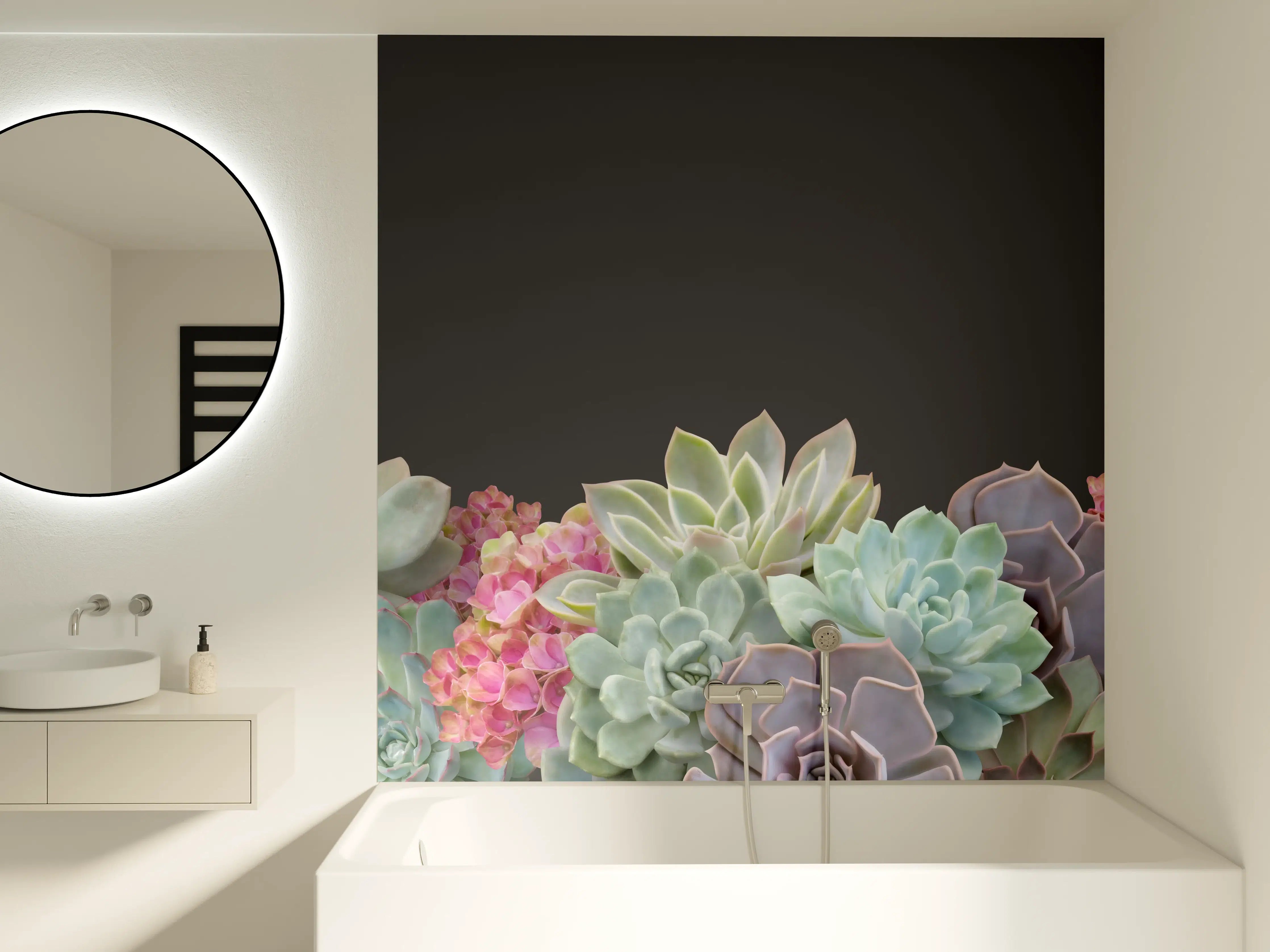 Badewannen-Rückwand - Sukkulente Blumen - Bunt