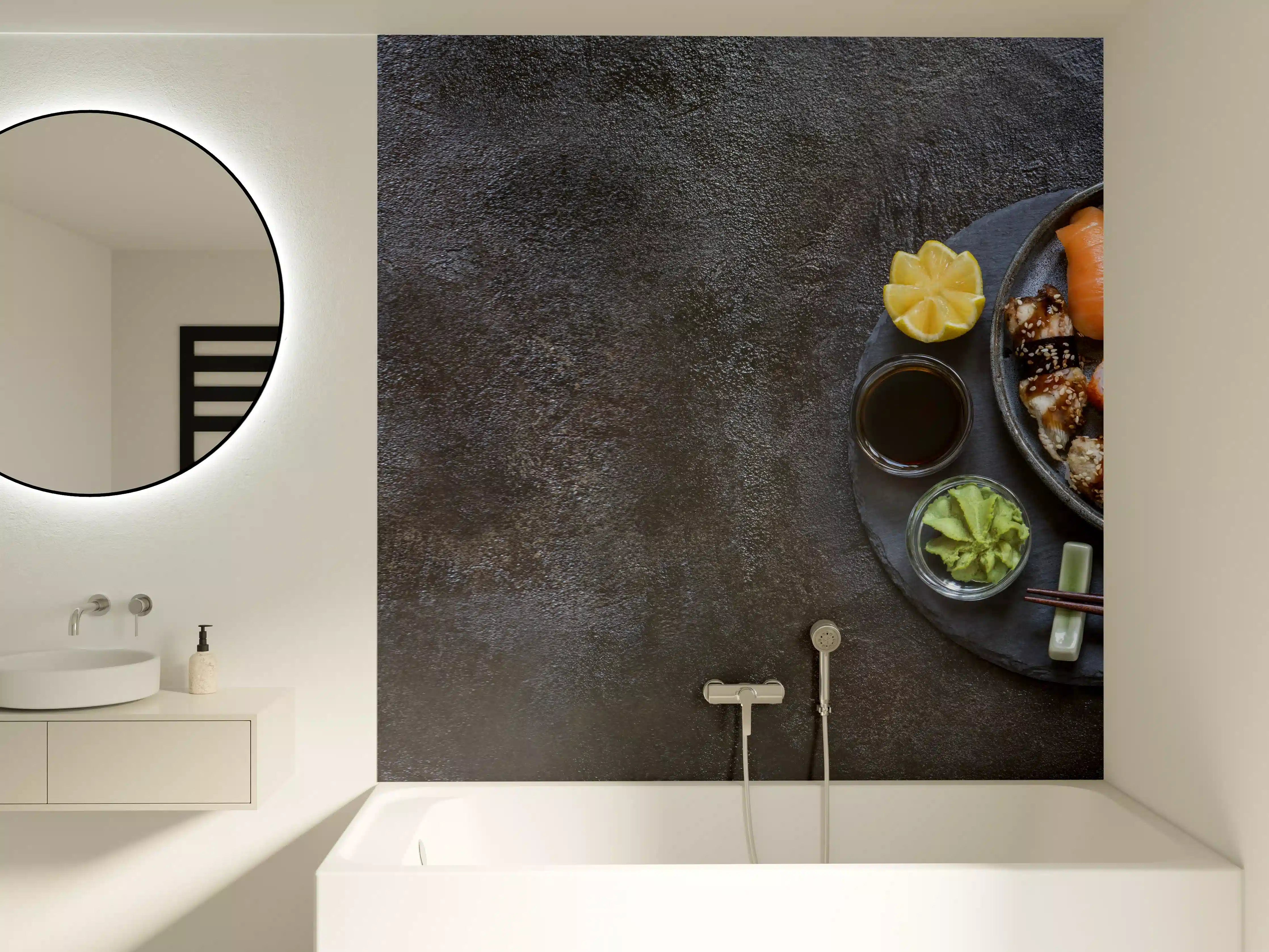 Badewannen-Rückwand - Sushi-Platte Schwarz-Orange