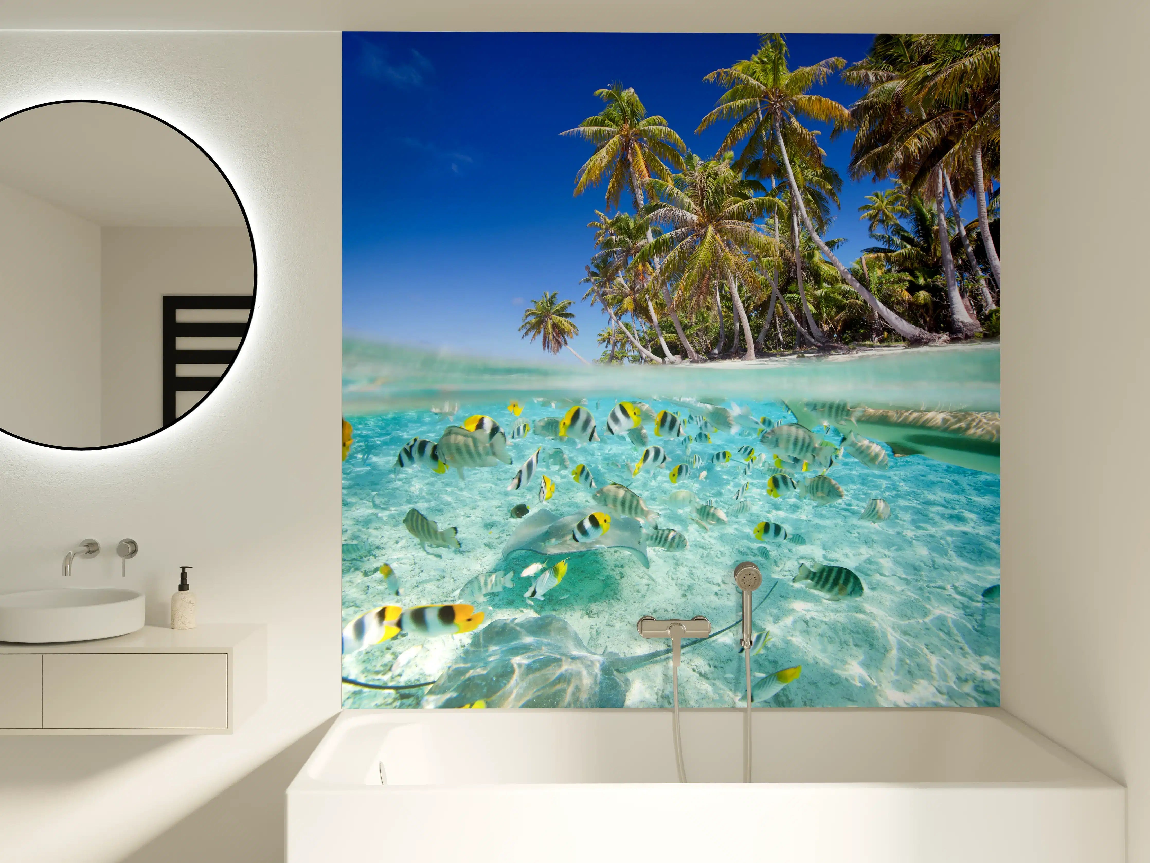 Badewannen-Rückwand - Tahiti - über und unter Wasser