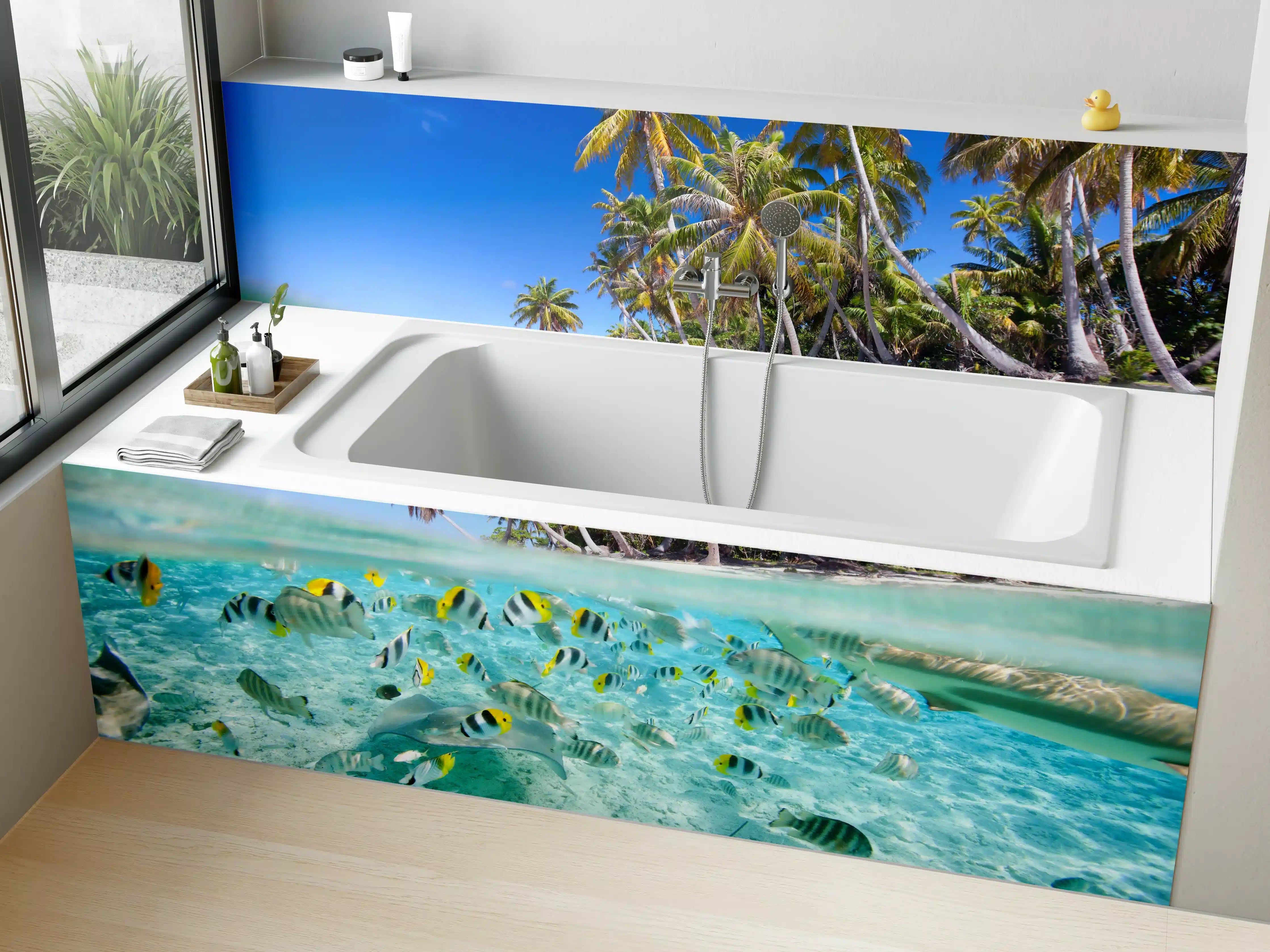 Badewannen-Rückwand - Tahiti - über und unter Wasser