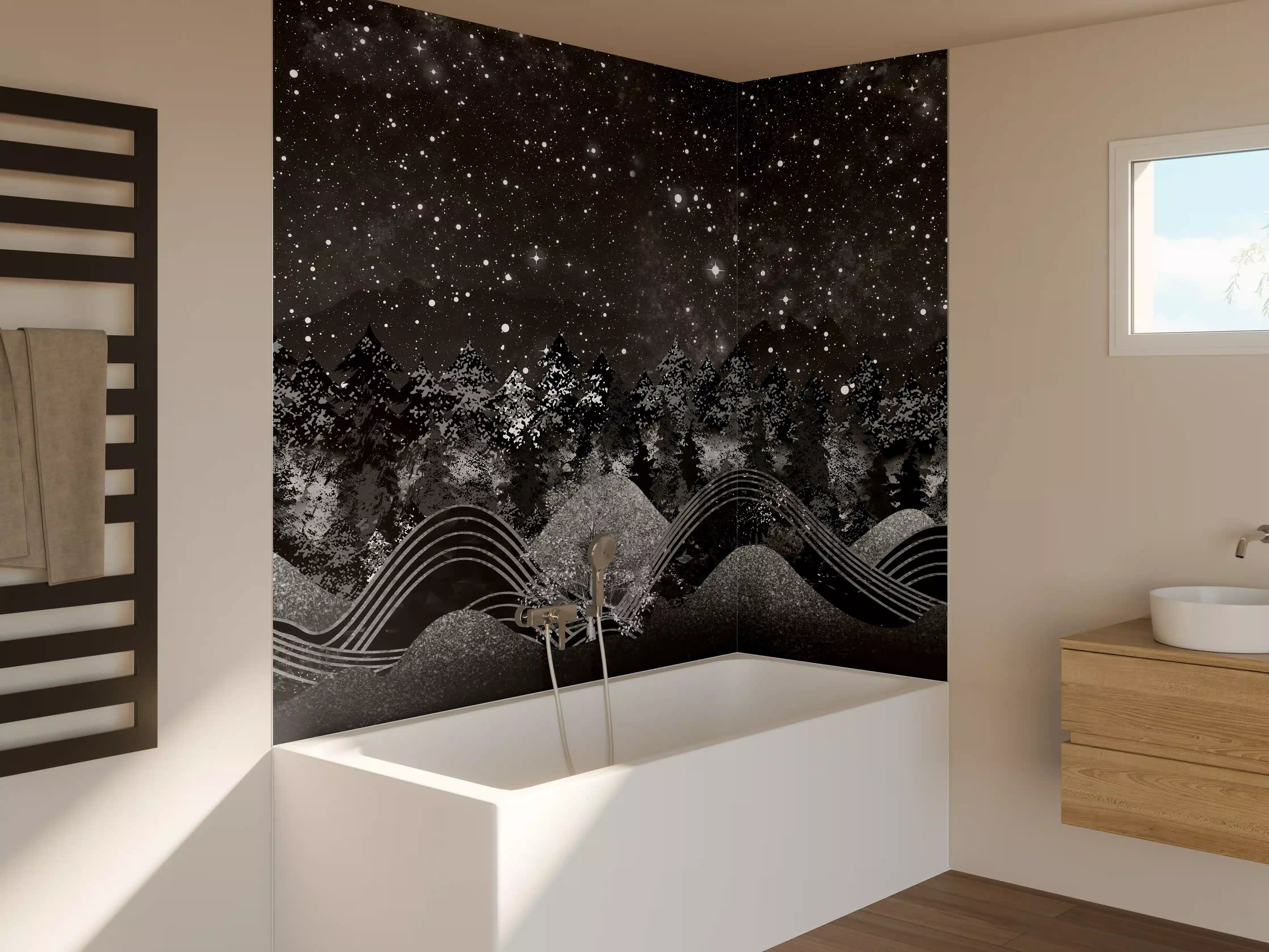 Badewannen-Rückwand - Tapete einer Landschaft - 3D