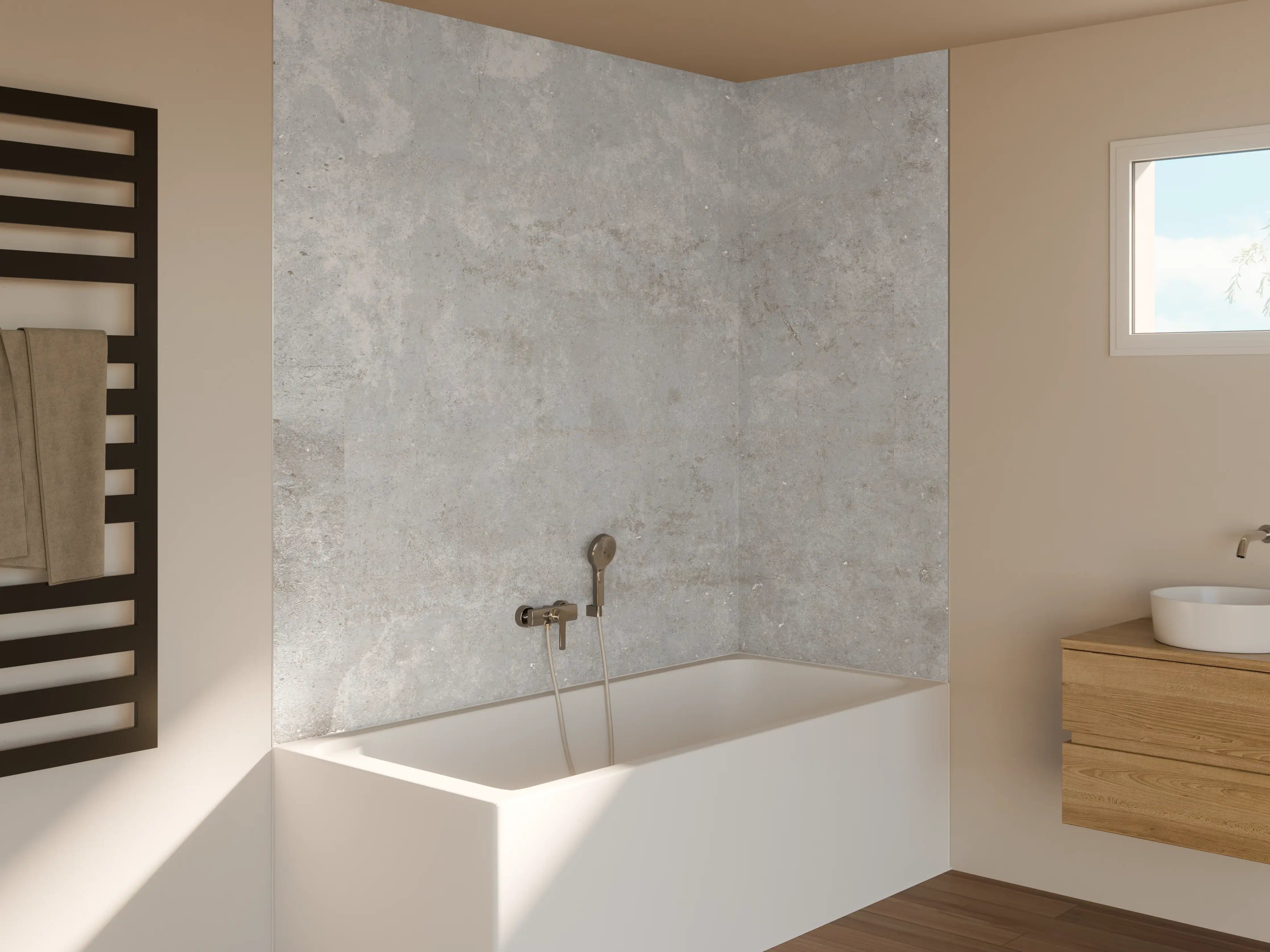 Badewannen-Rückwand - Textur Grau-Weißer Marmor