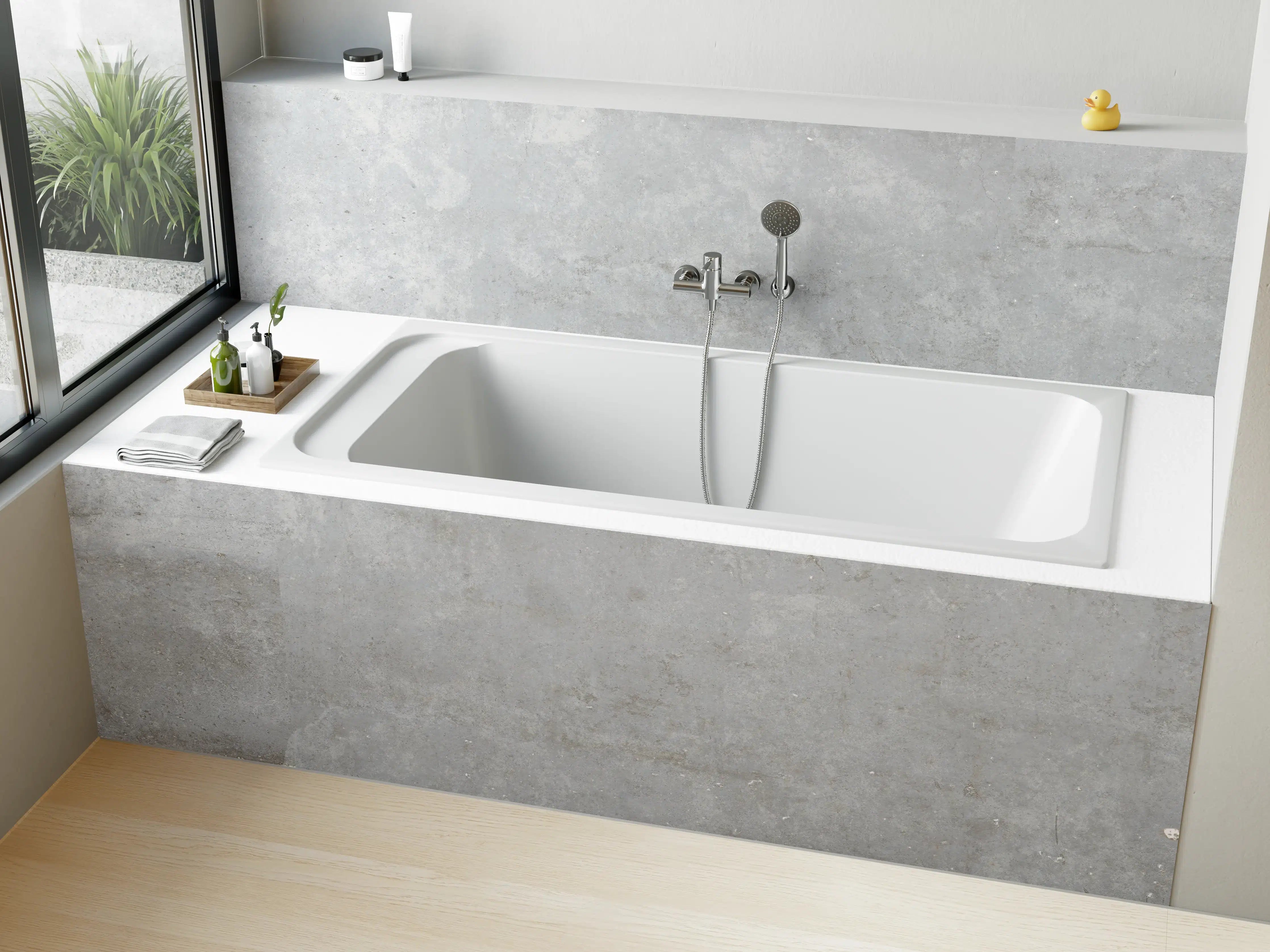 Badewannen-Rückwand - Textur Grau-Weißer Marmor