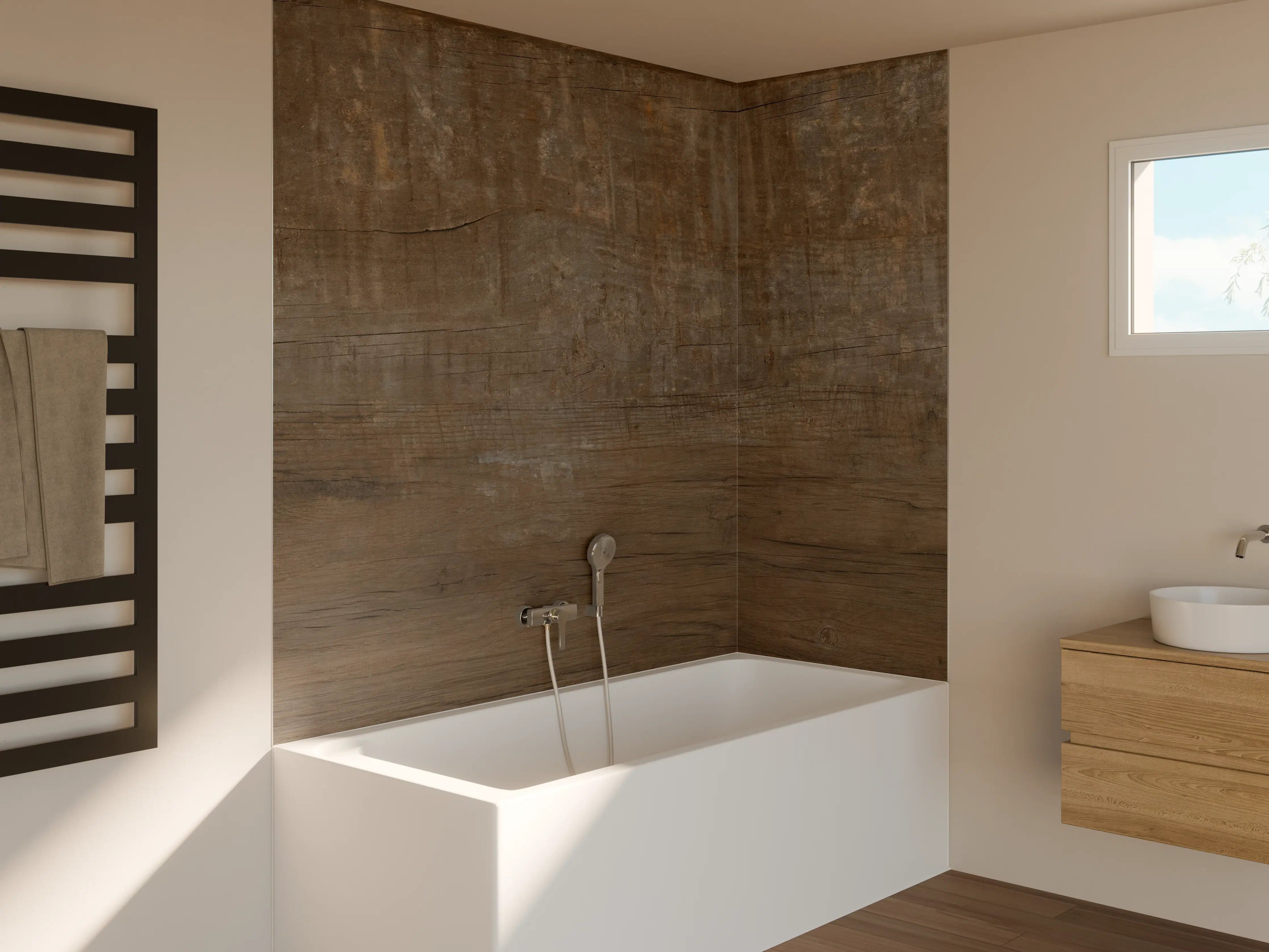 Badewannen-Rückwand - Textur mit natürlicher Holzstruktur