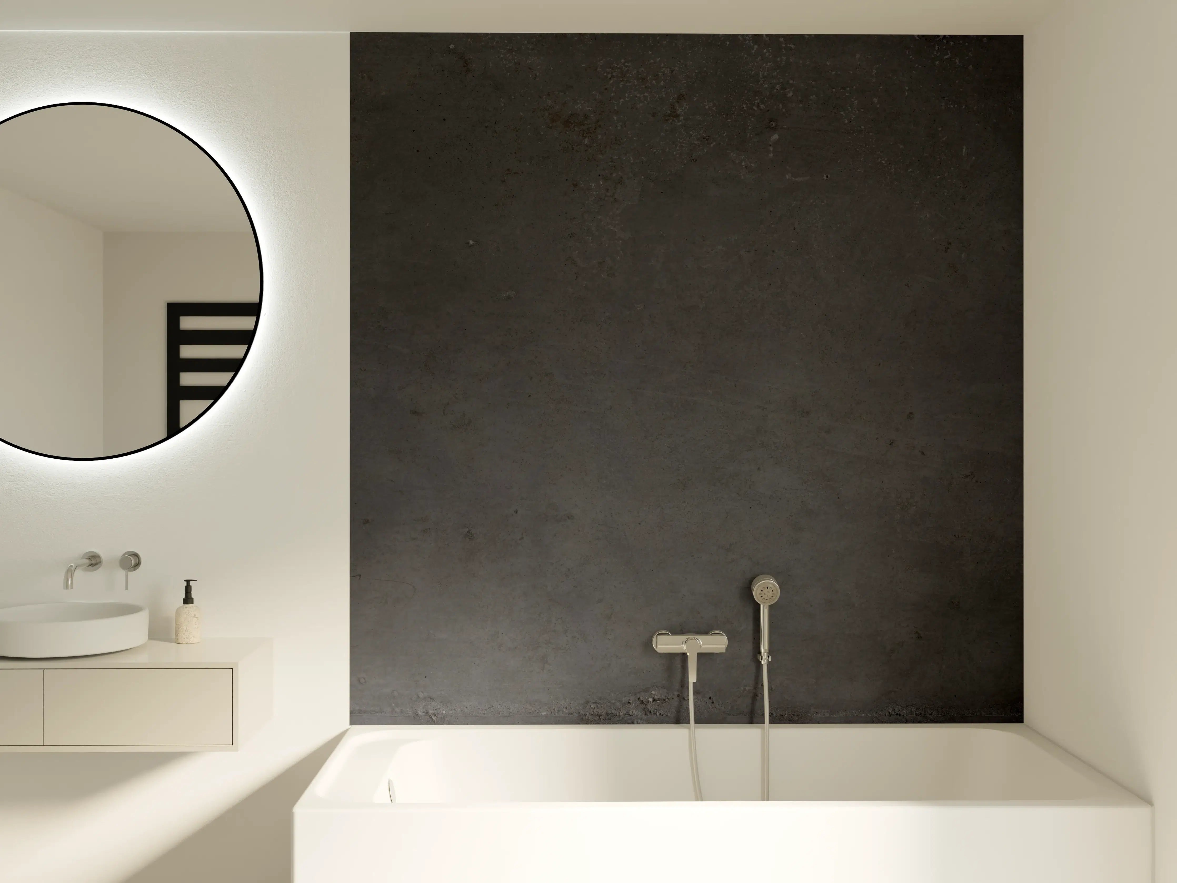 Badewannen-Rückwand - Textur von poliertem Beton