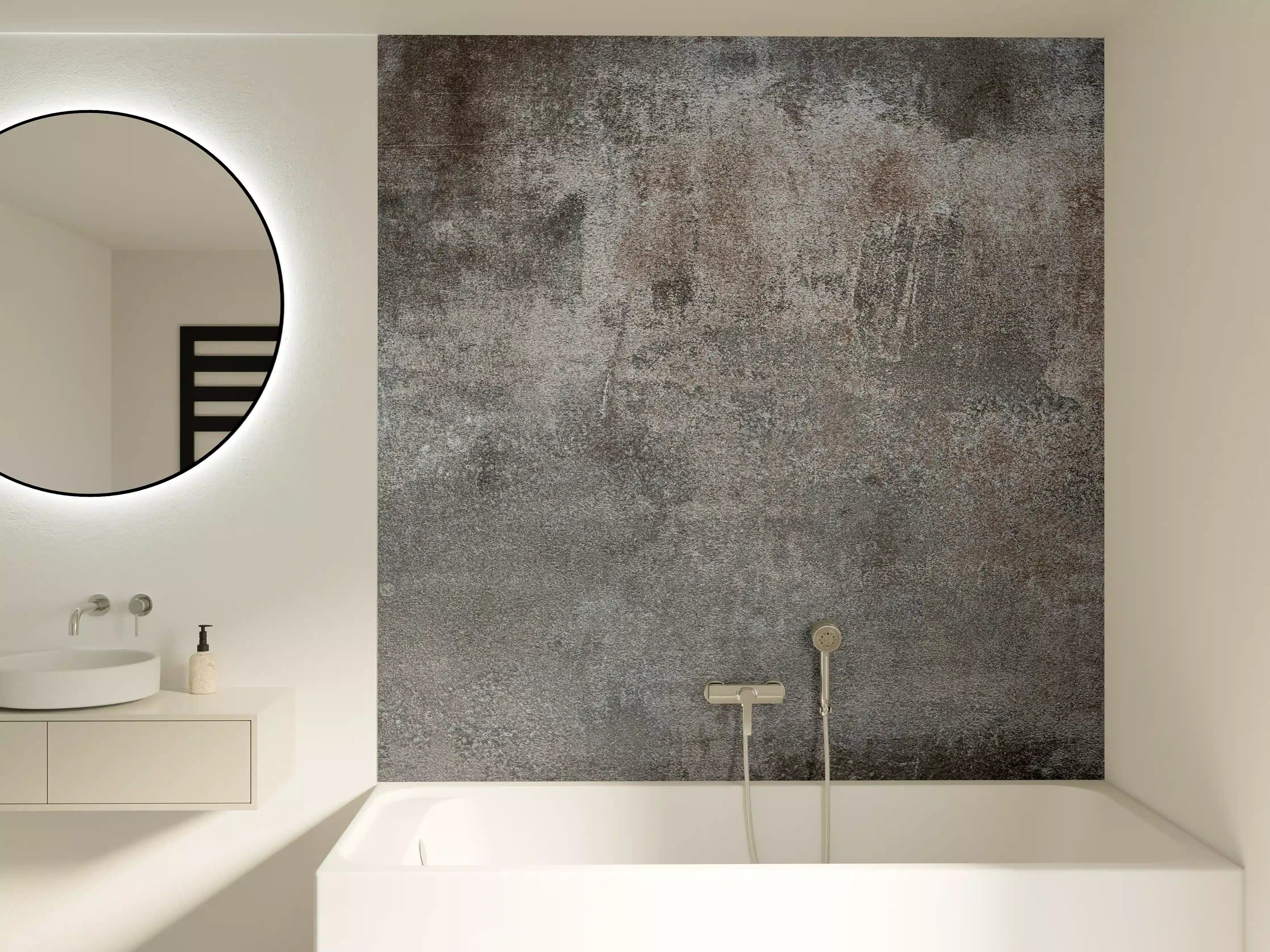 Badewannen-Rückwand - Texturiertes Grau-Metall-Finish