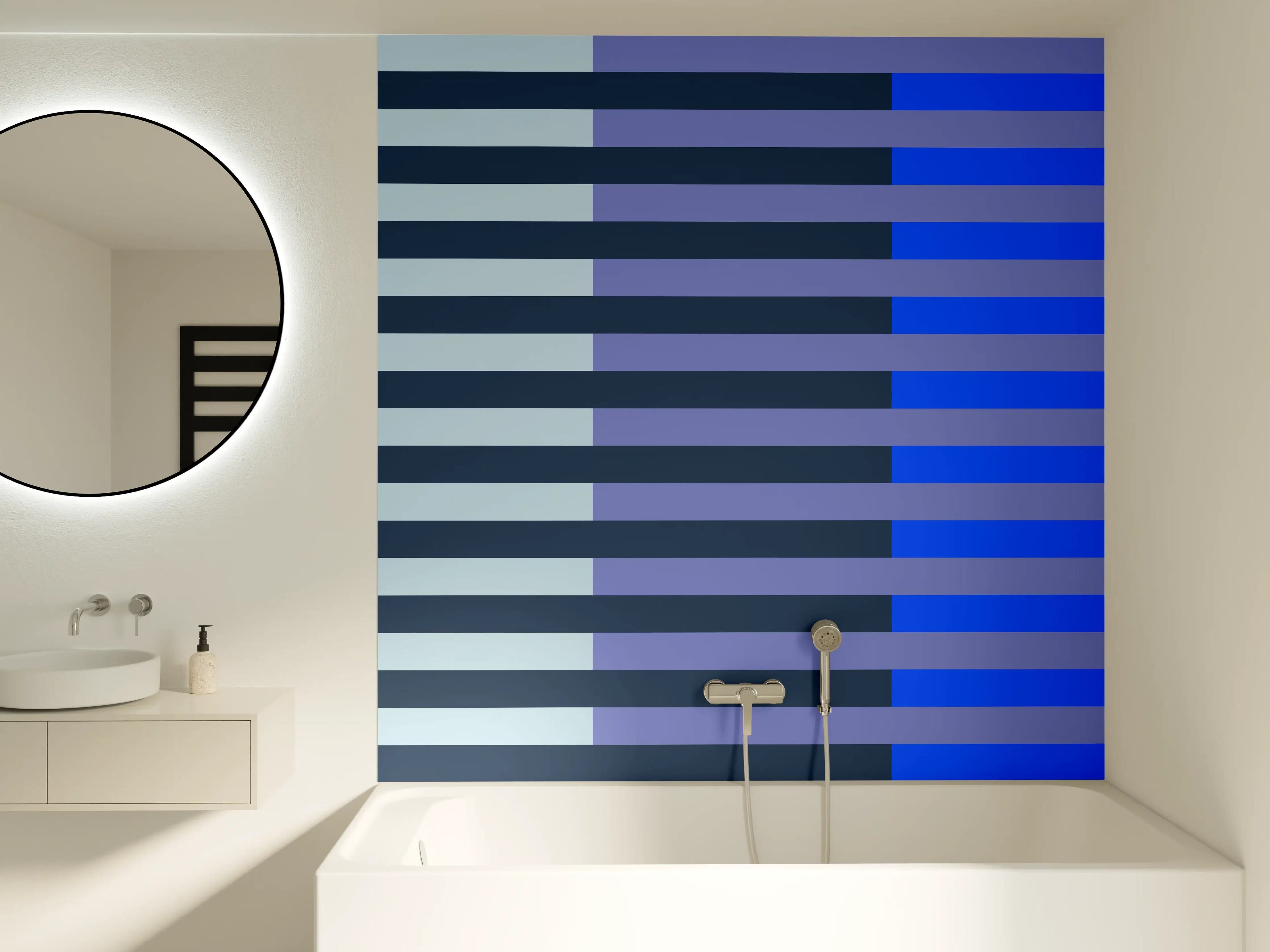 Badewannen-Rückwand - The Blues - Multy Stripes - Blueberry