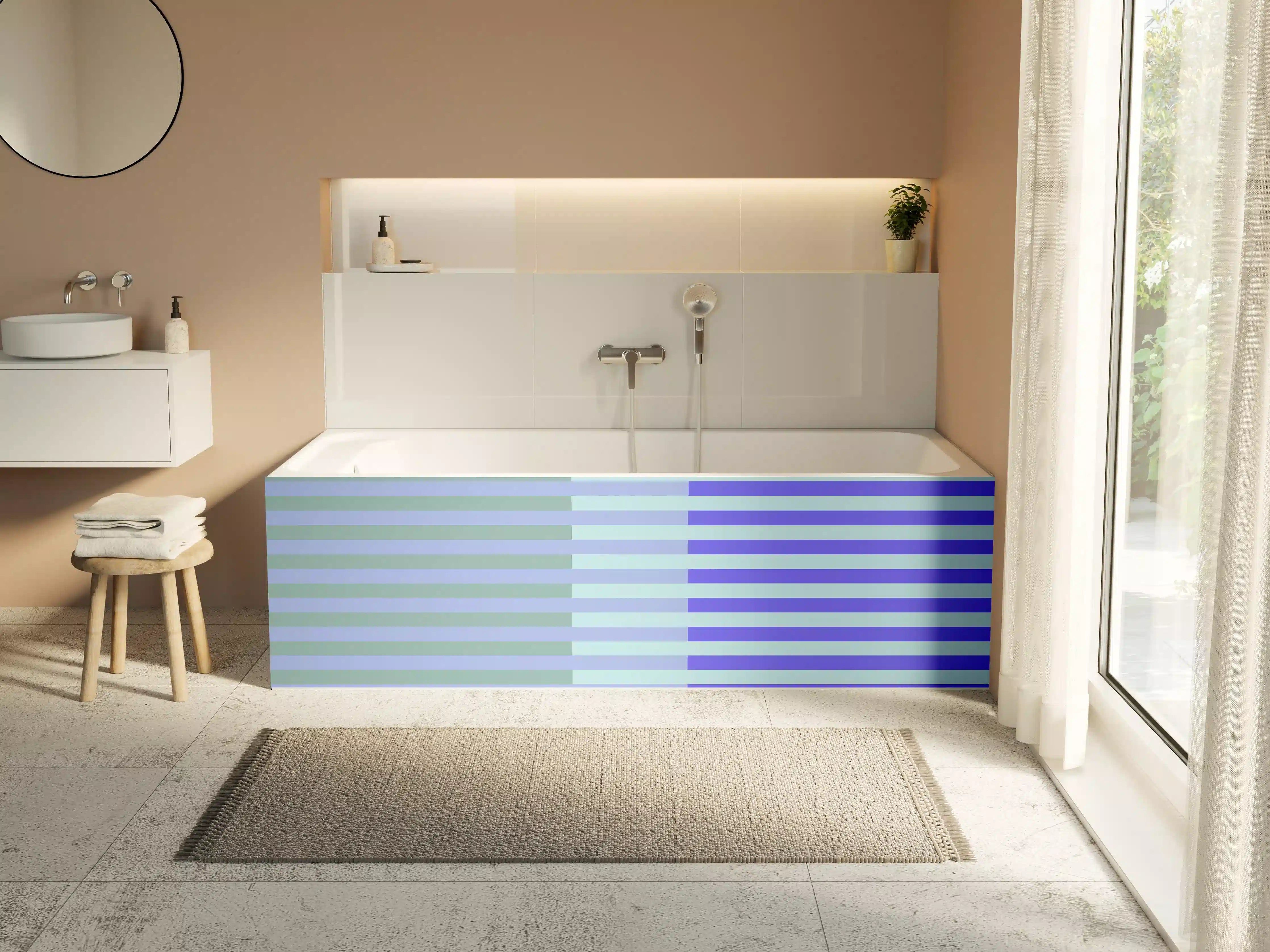 Badewannen-Rückwand - The Blues - Multy Stripes - Lavender