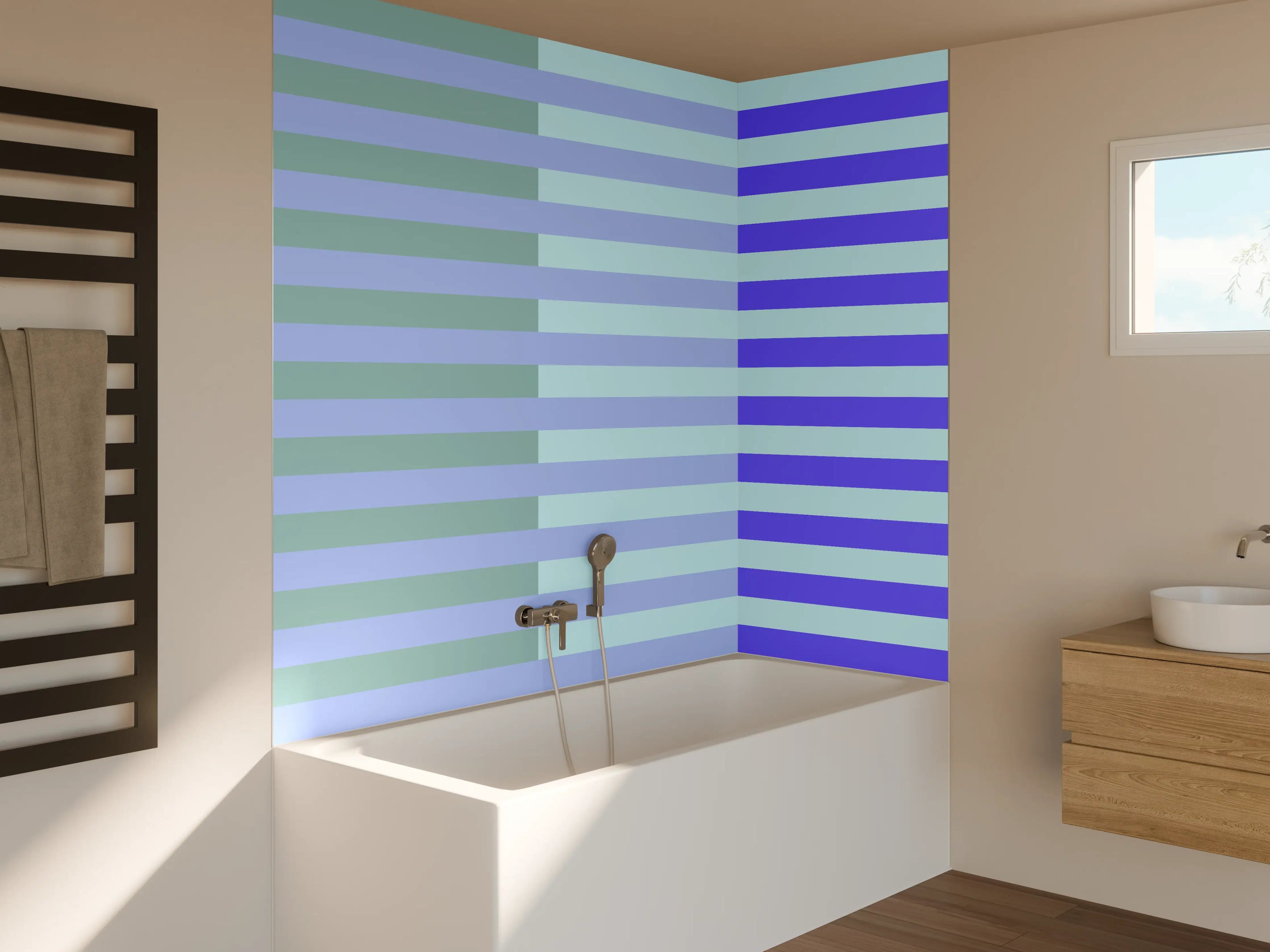 Badewannen-Rückwand - The Blues - Multy Stripes - Lavender