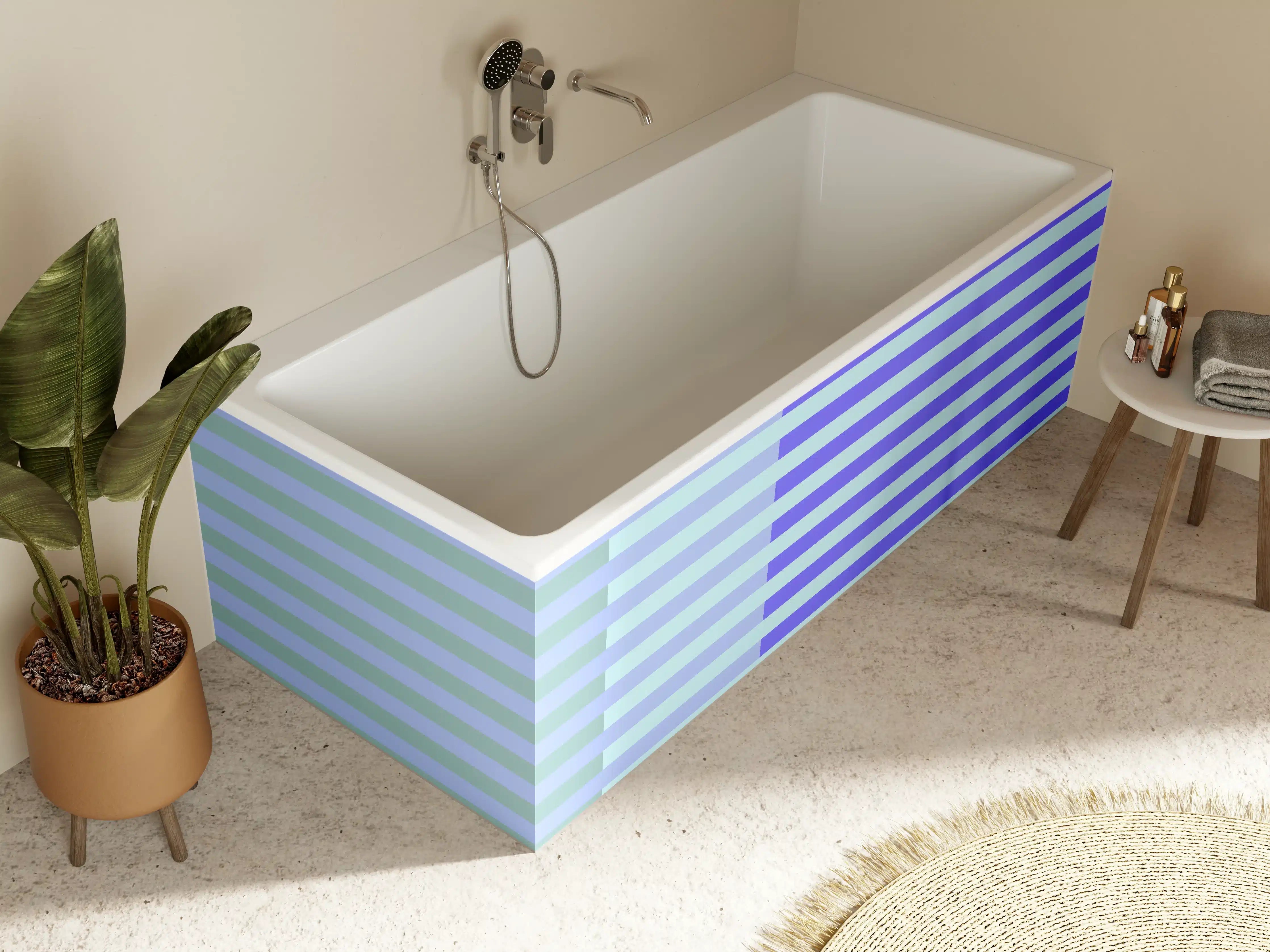 Badewannen-Rückwand - The Blues - Multy Stripes - Lavender