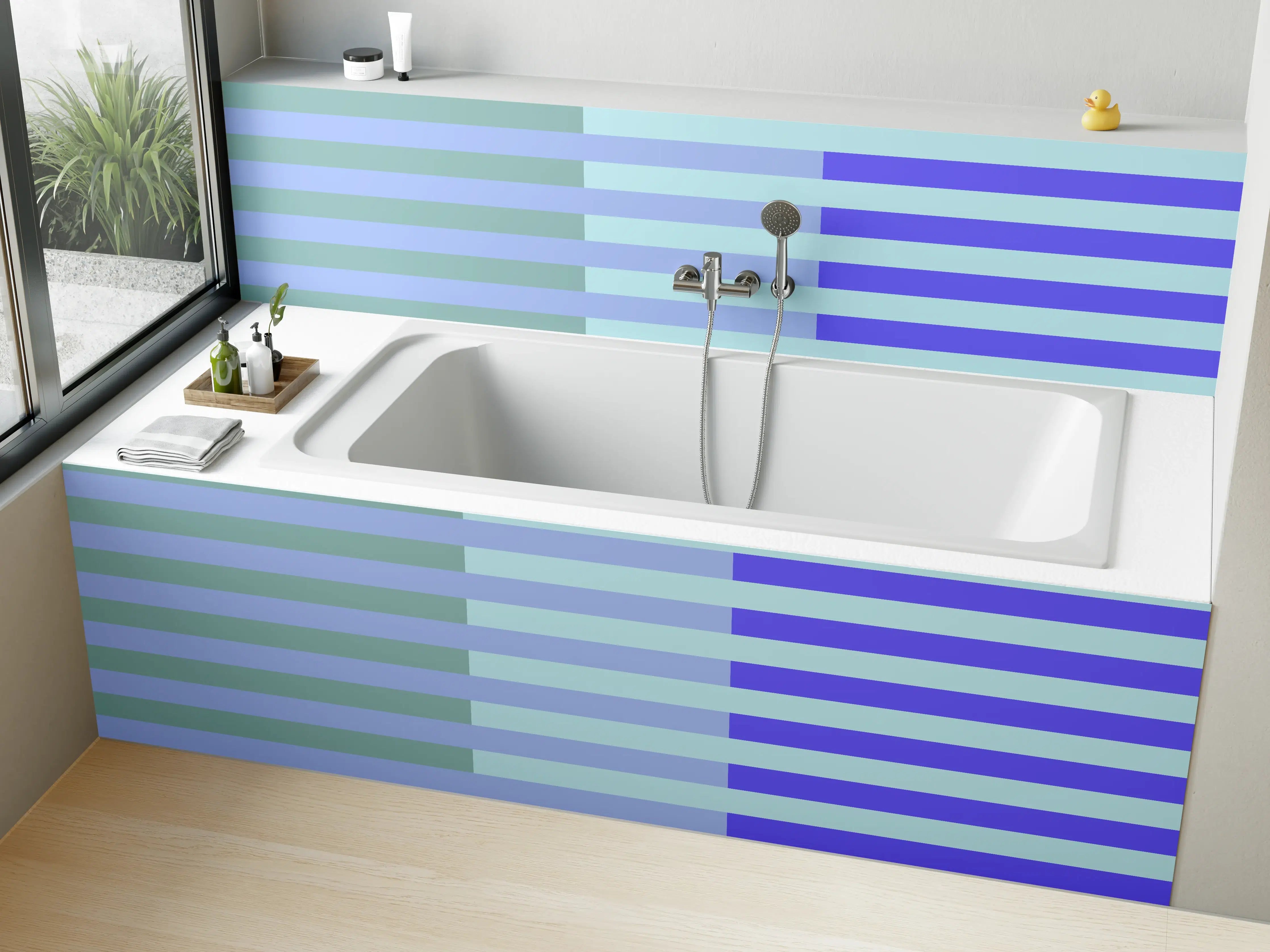 Badewannen-Rückwand - The Blues - Multy Stripes - Lavender