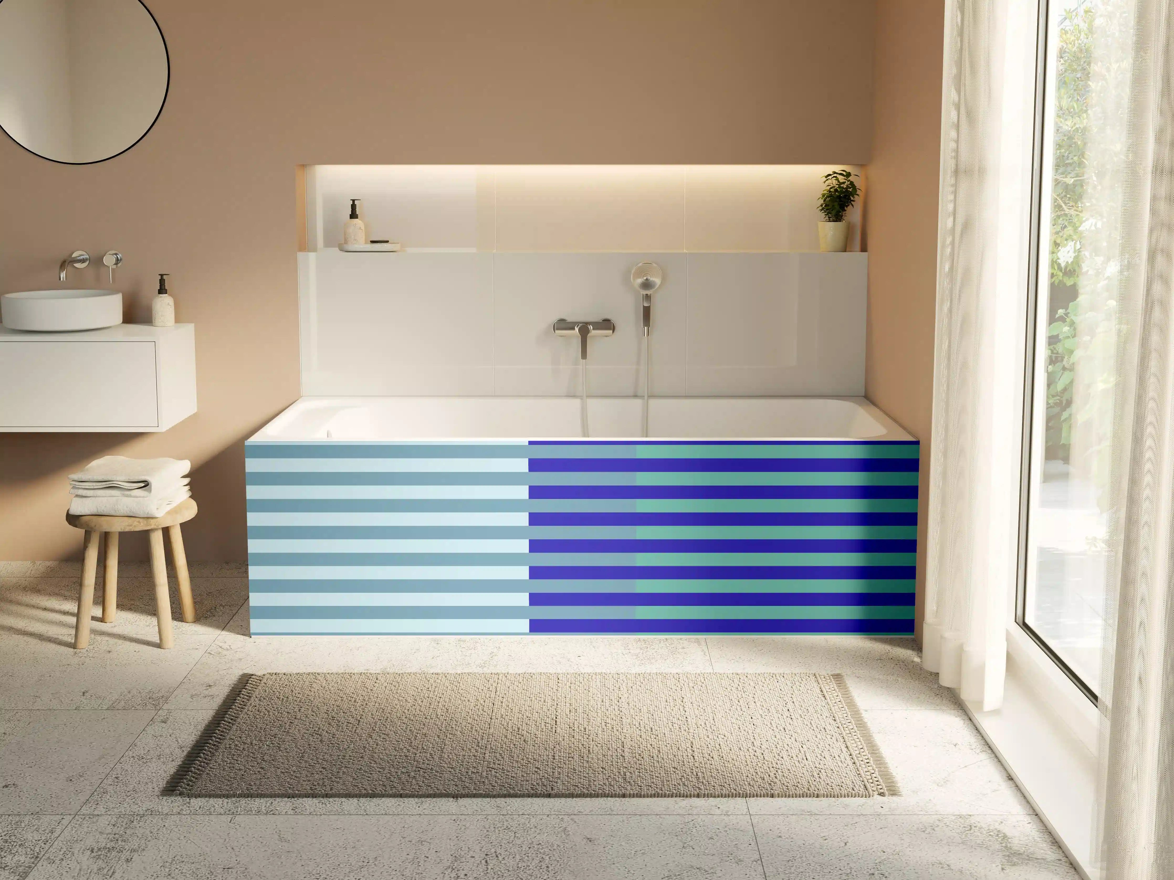 Badewannen-Rückwand - The Blues - Multy Stripes - Ocean