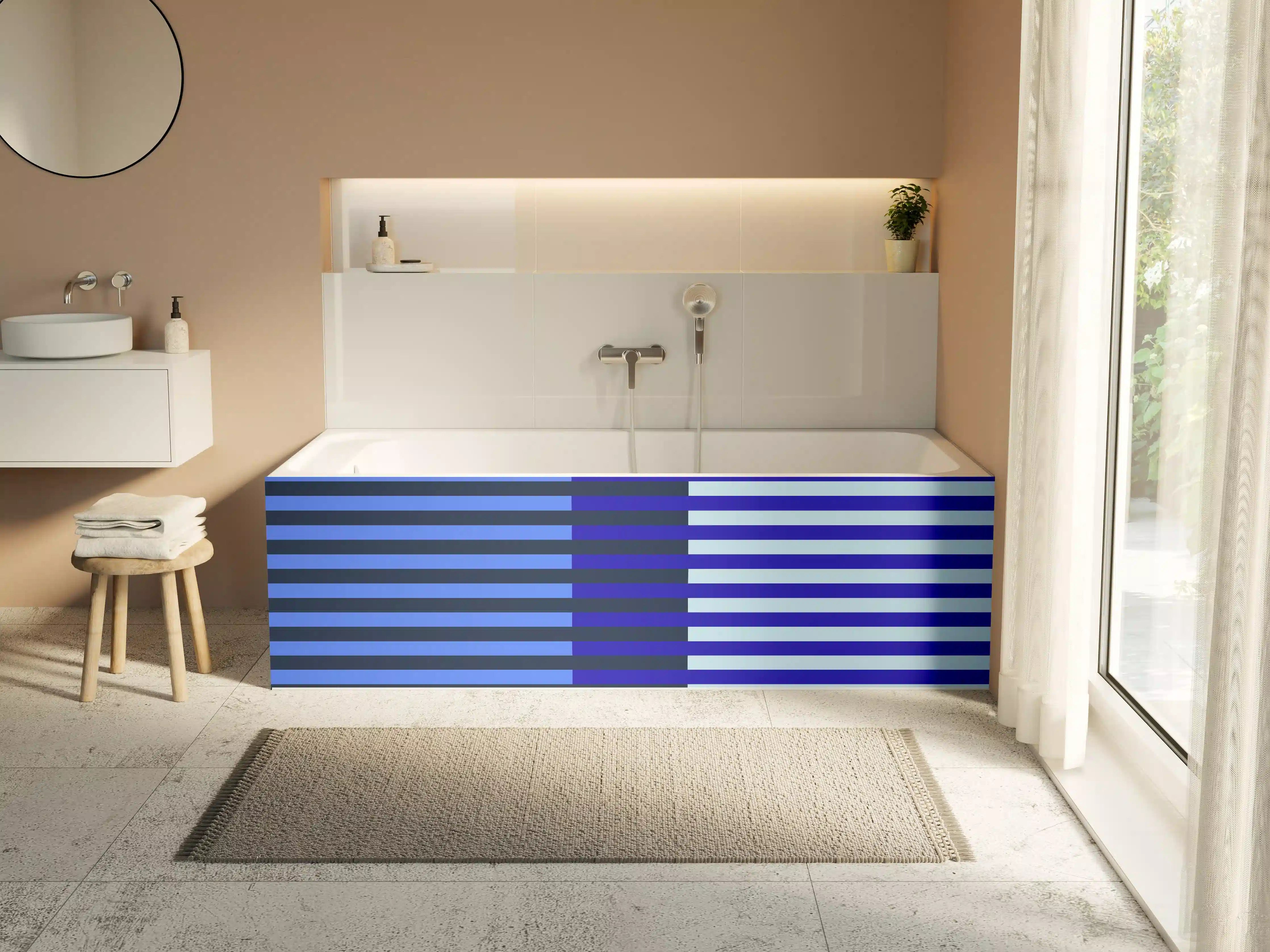 Badewannen-Rückwand - The Blues - Multy Stripes - Waterfall