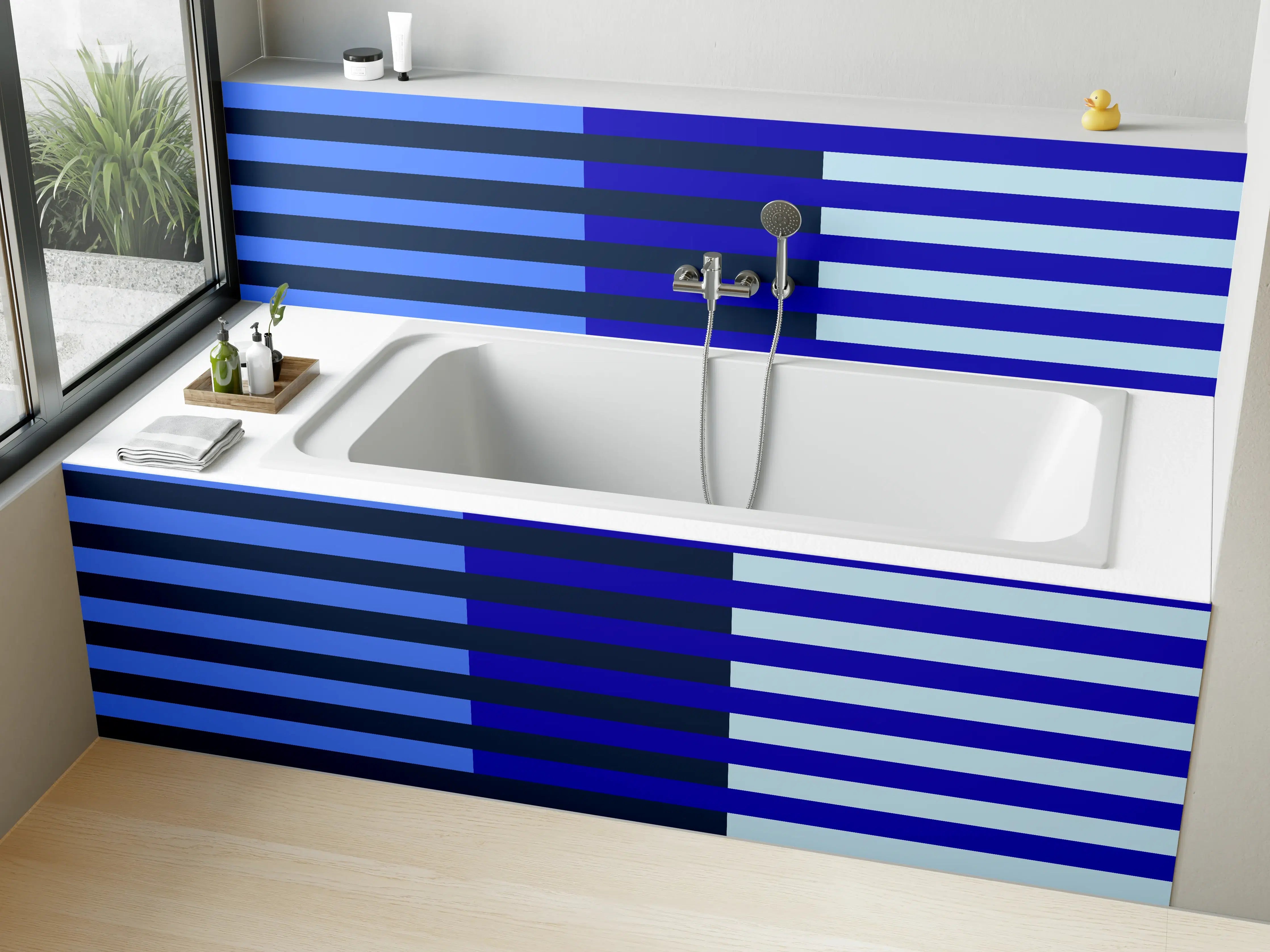 Badewannen-Rückwand - The Blues - Multy Stripes - Waterfall