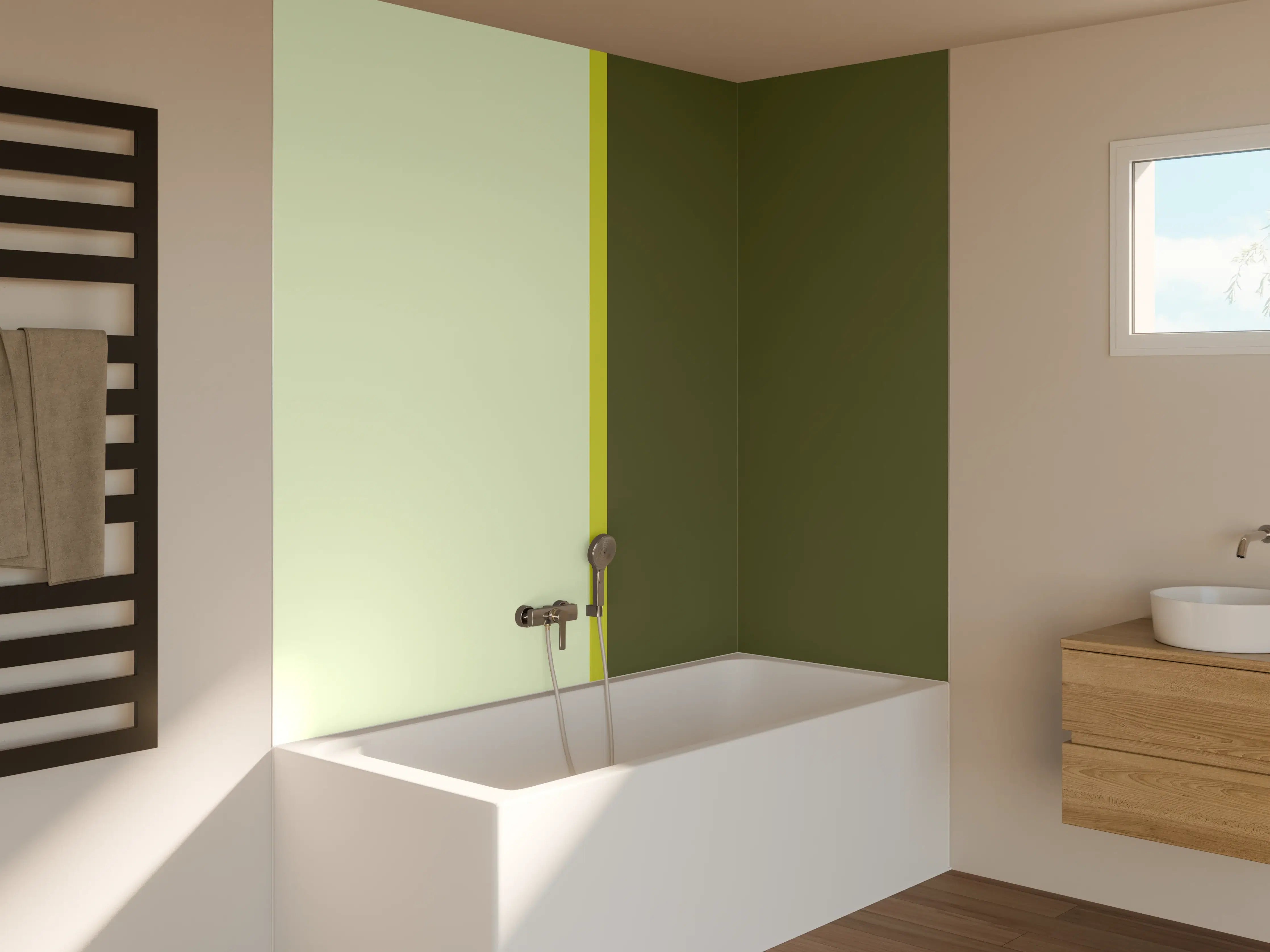 Badewannen-Rückwand - The Greens - Easy Vertical - Olive