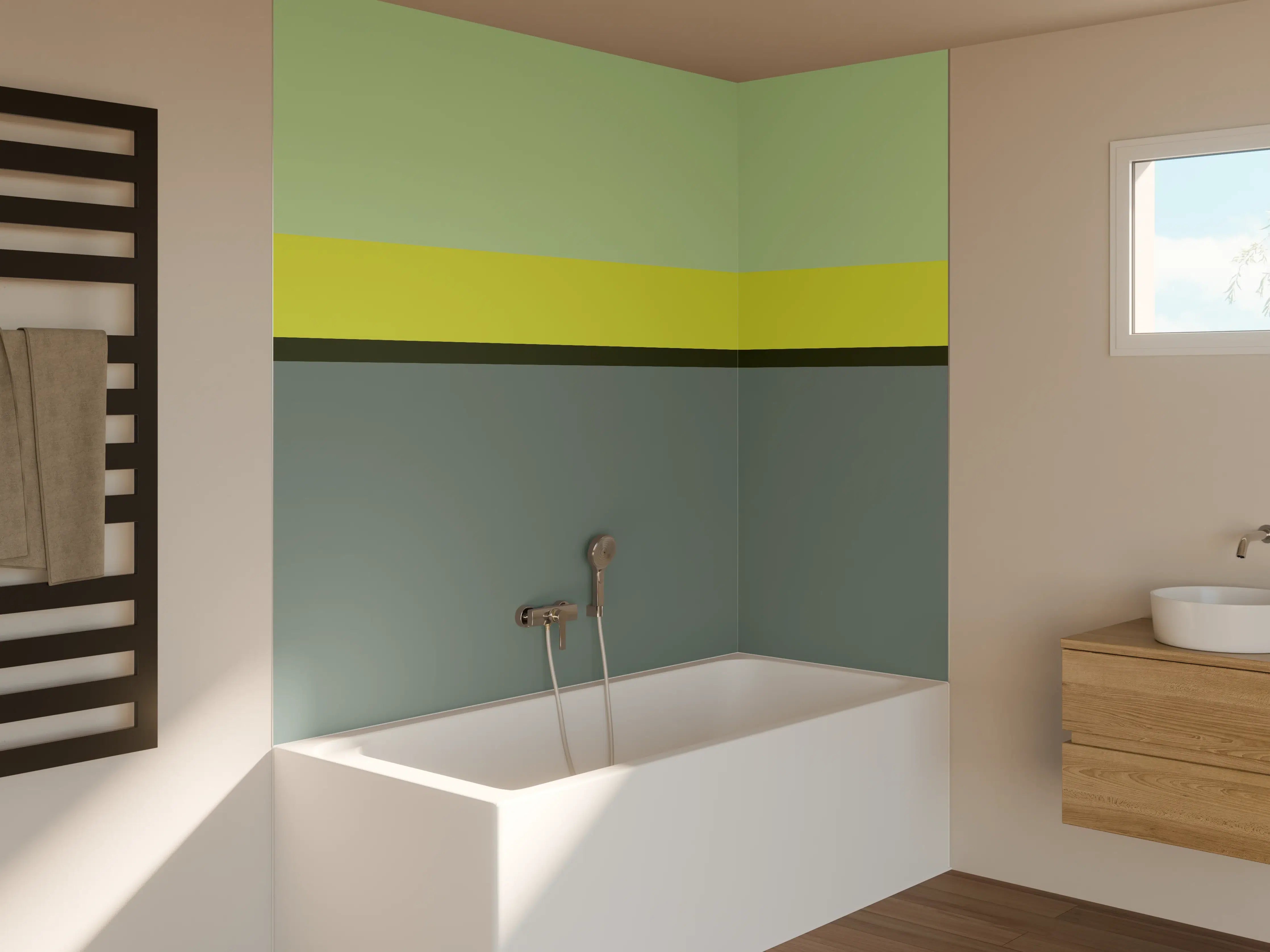 Badewannen-Rückwand - The Greens - Horizontal - Matcha