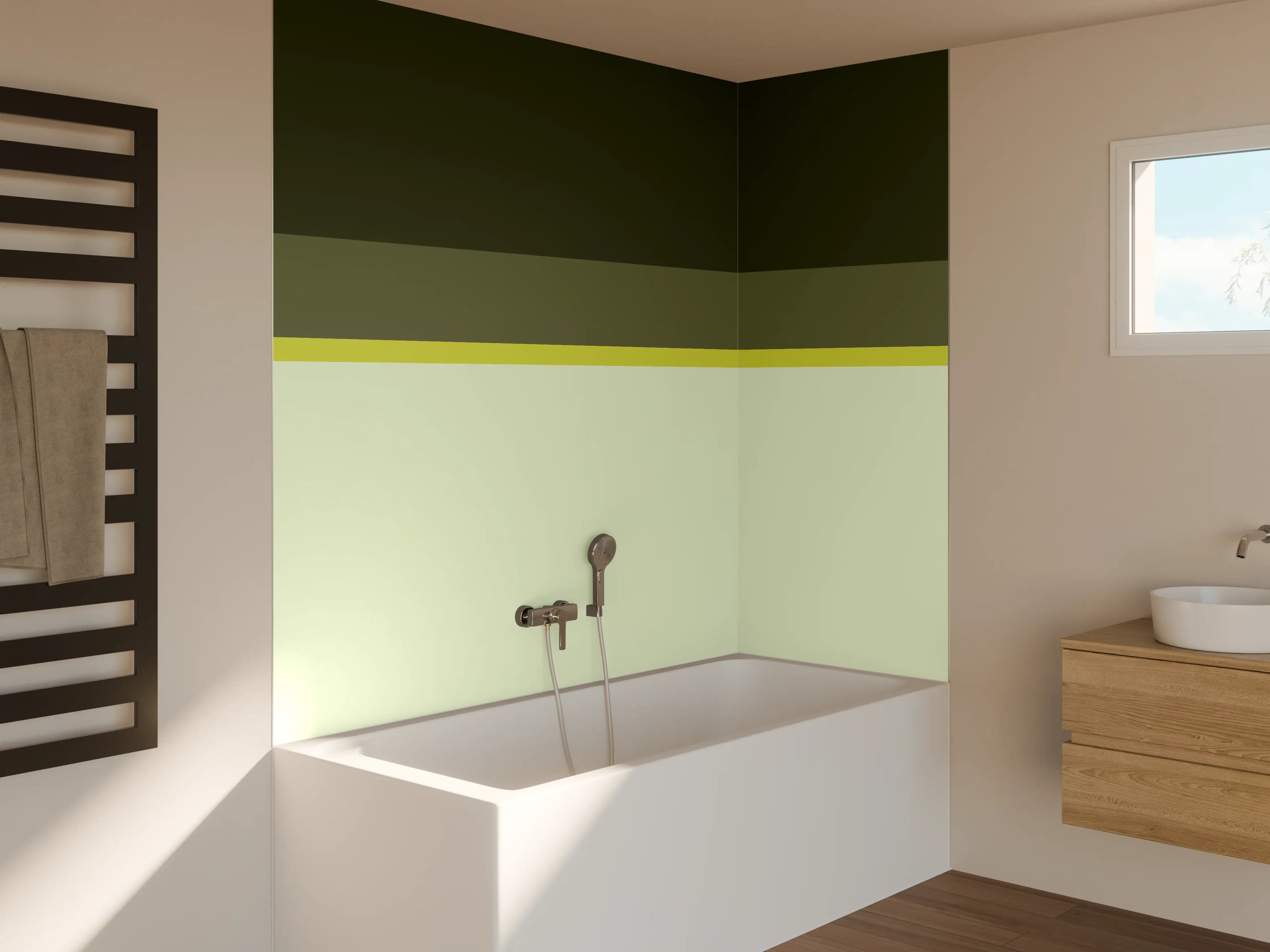 Badewannen-Rückwand - The Greens - Horizontal - Olive