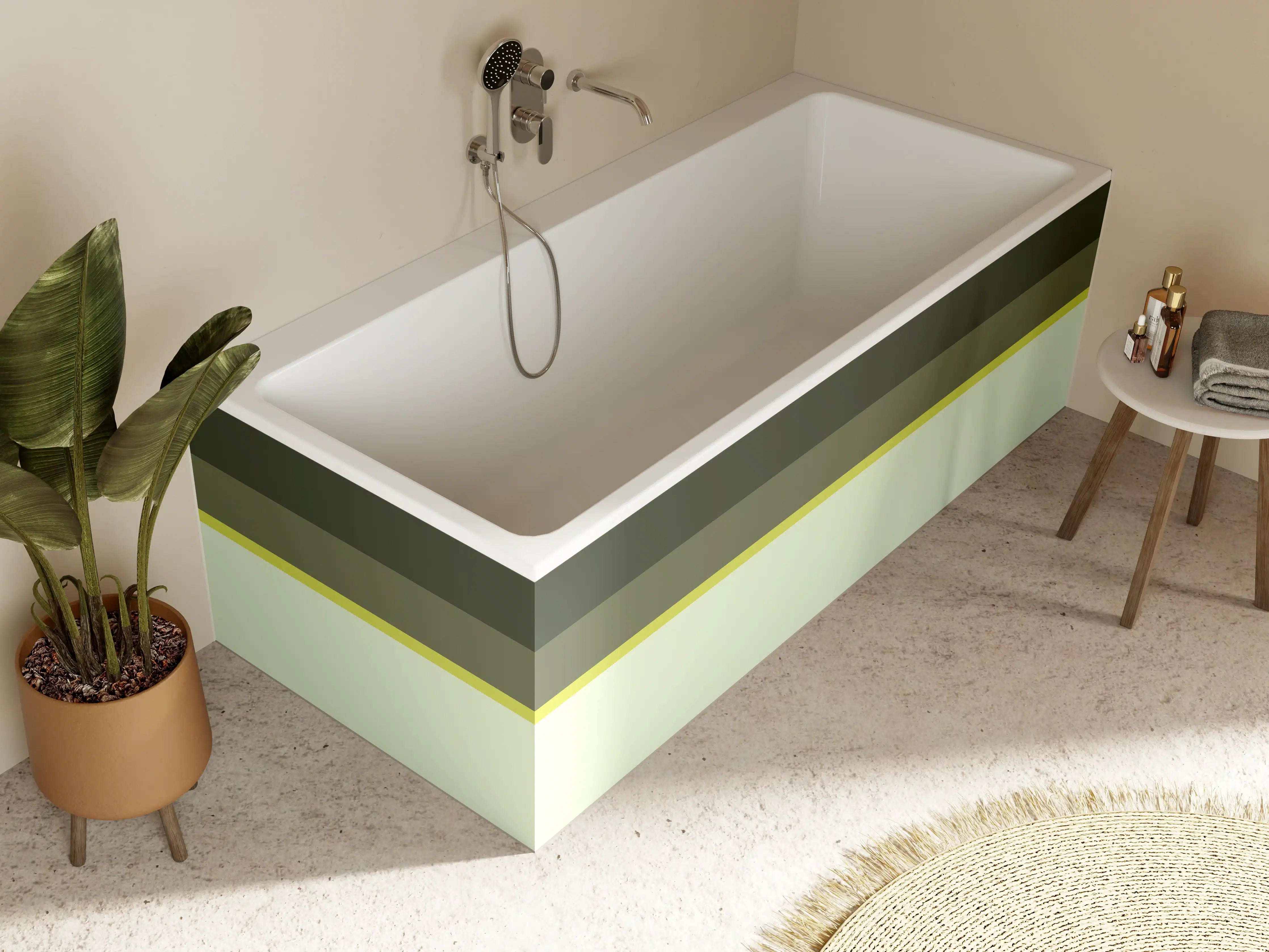 Badewannen-Rückwand - The Greens - Horizontal - Olive