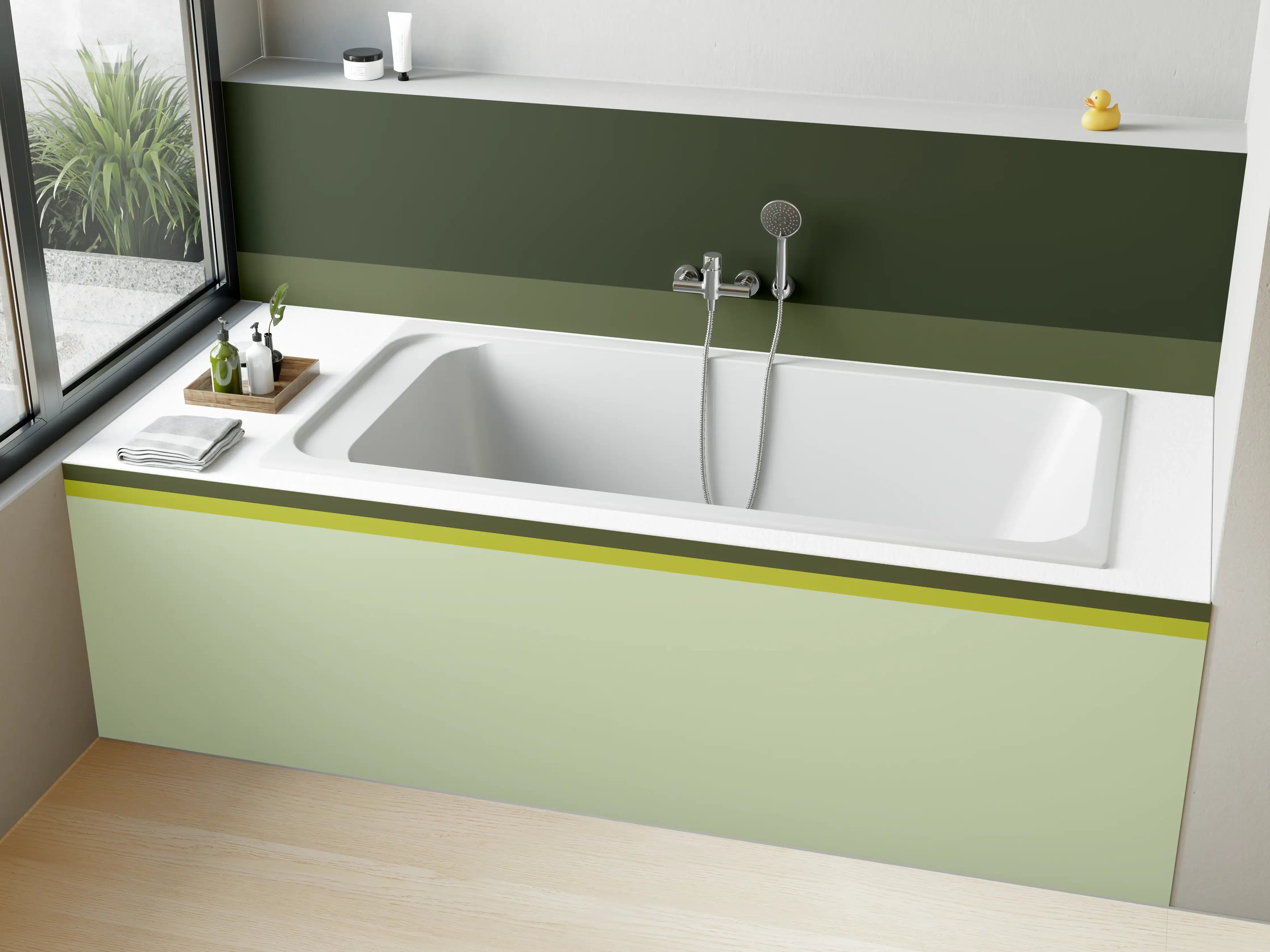 Badewannen-Rückwand - The Greens - Horizontal - Olive