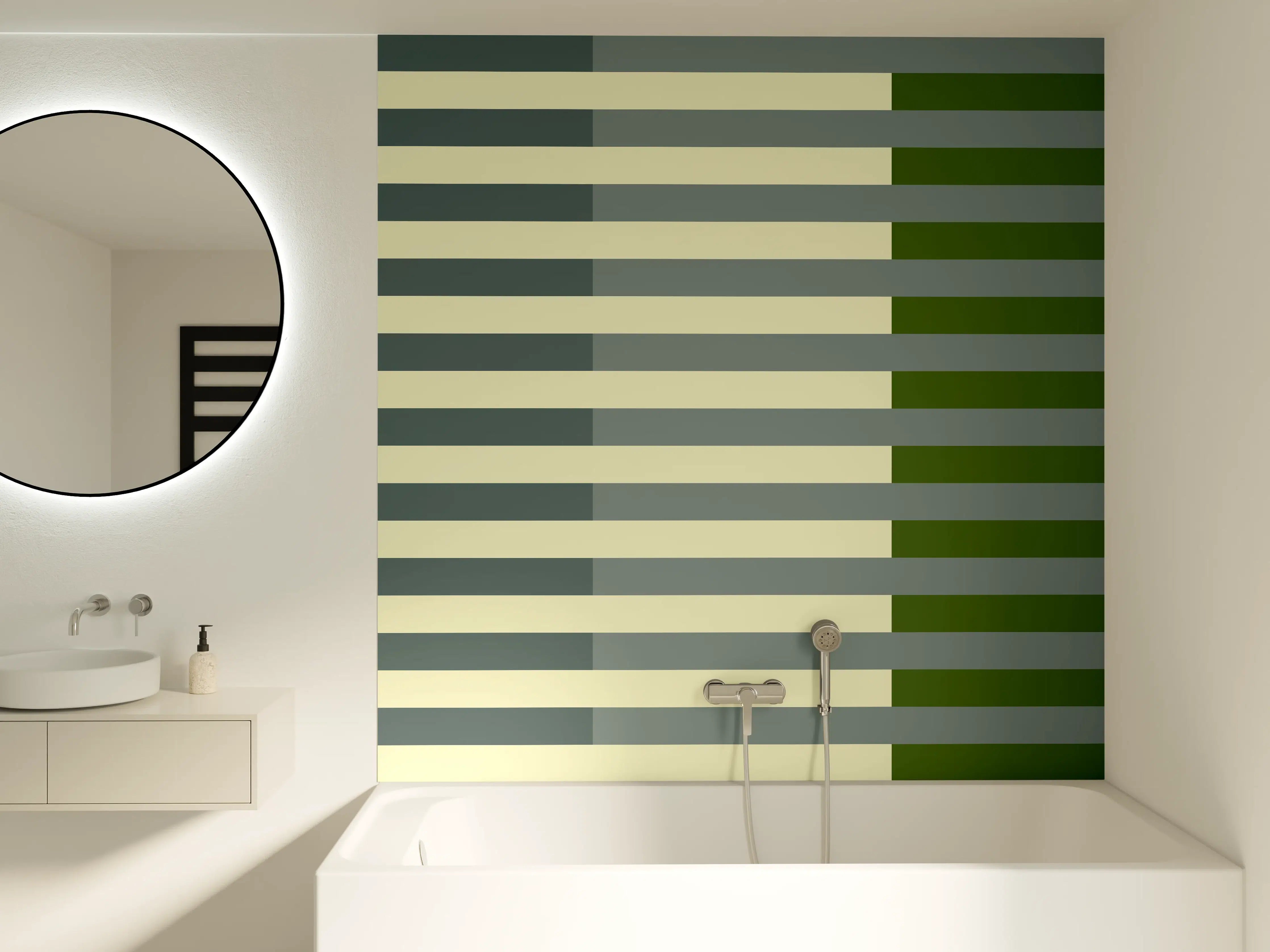 Badewannen-Rückwand - The Greens - Multy Stripes - Avocado