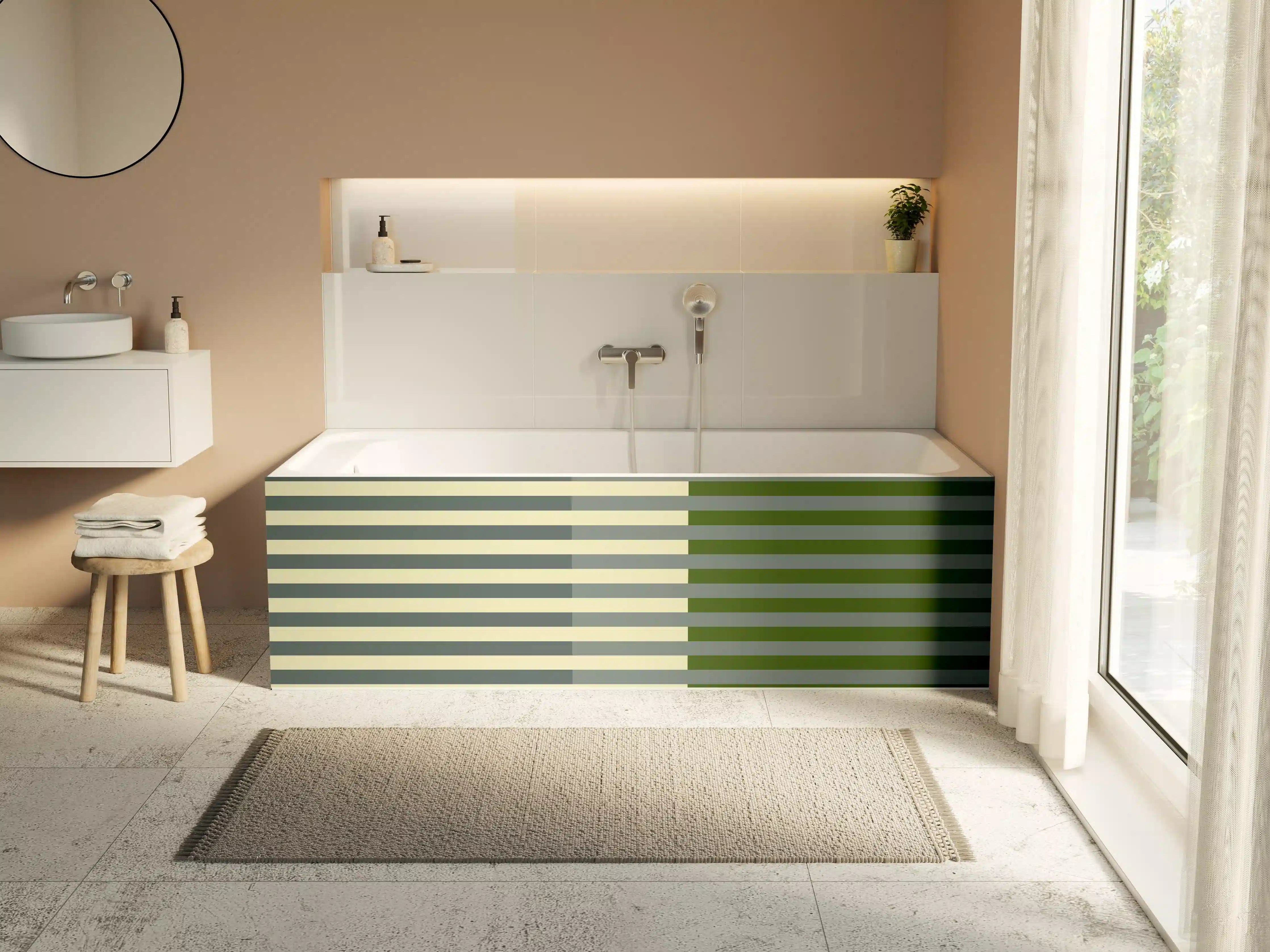 Badewannen-Rückwand - The Greens - Multy Stripes - Avocado