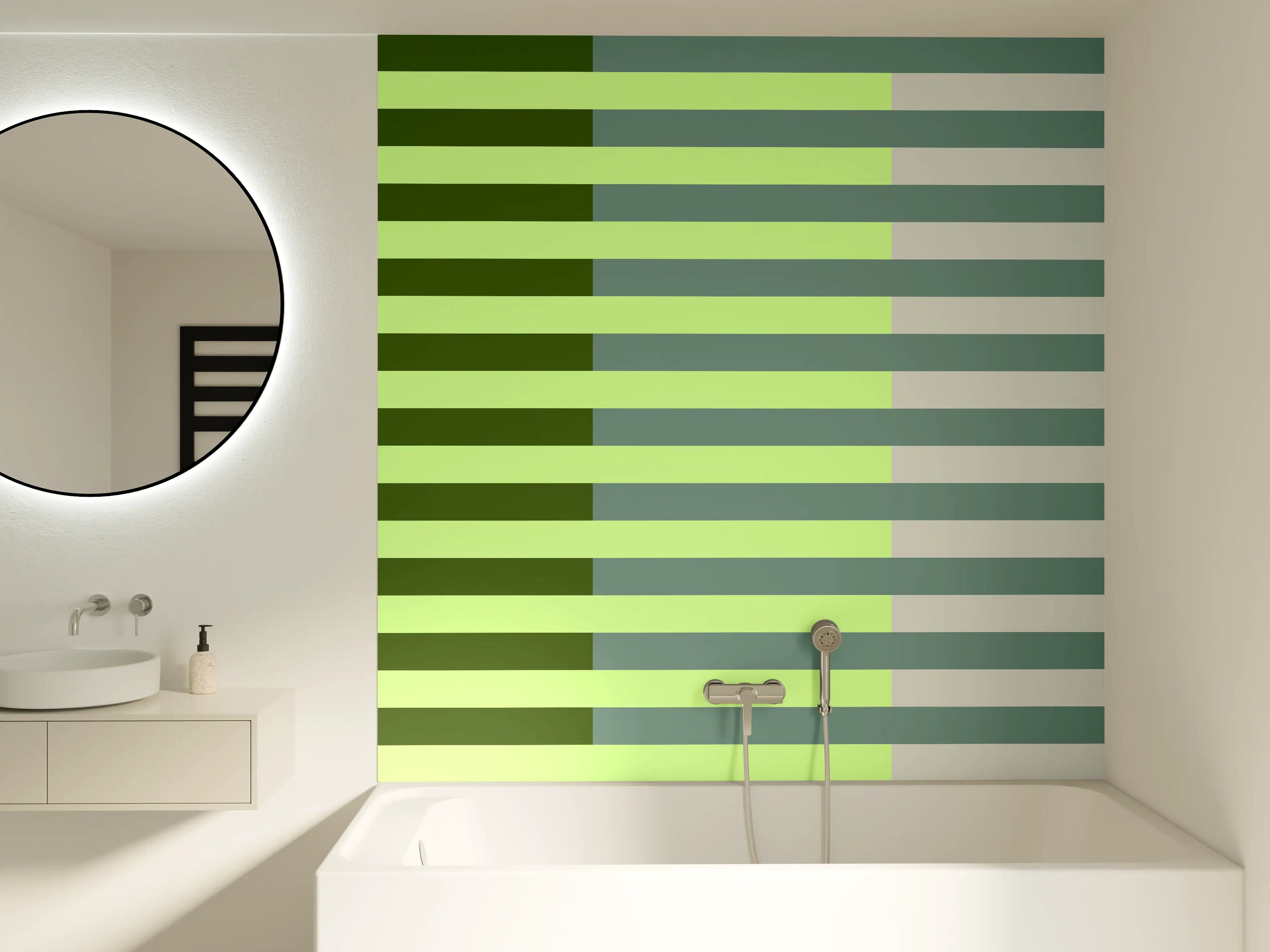 Badewannen-Rückwand - The Greens - Multy Stripes - Granny Smith