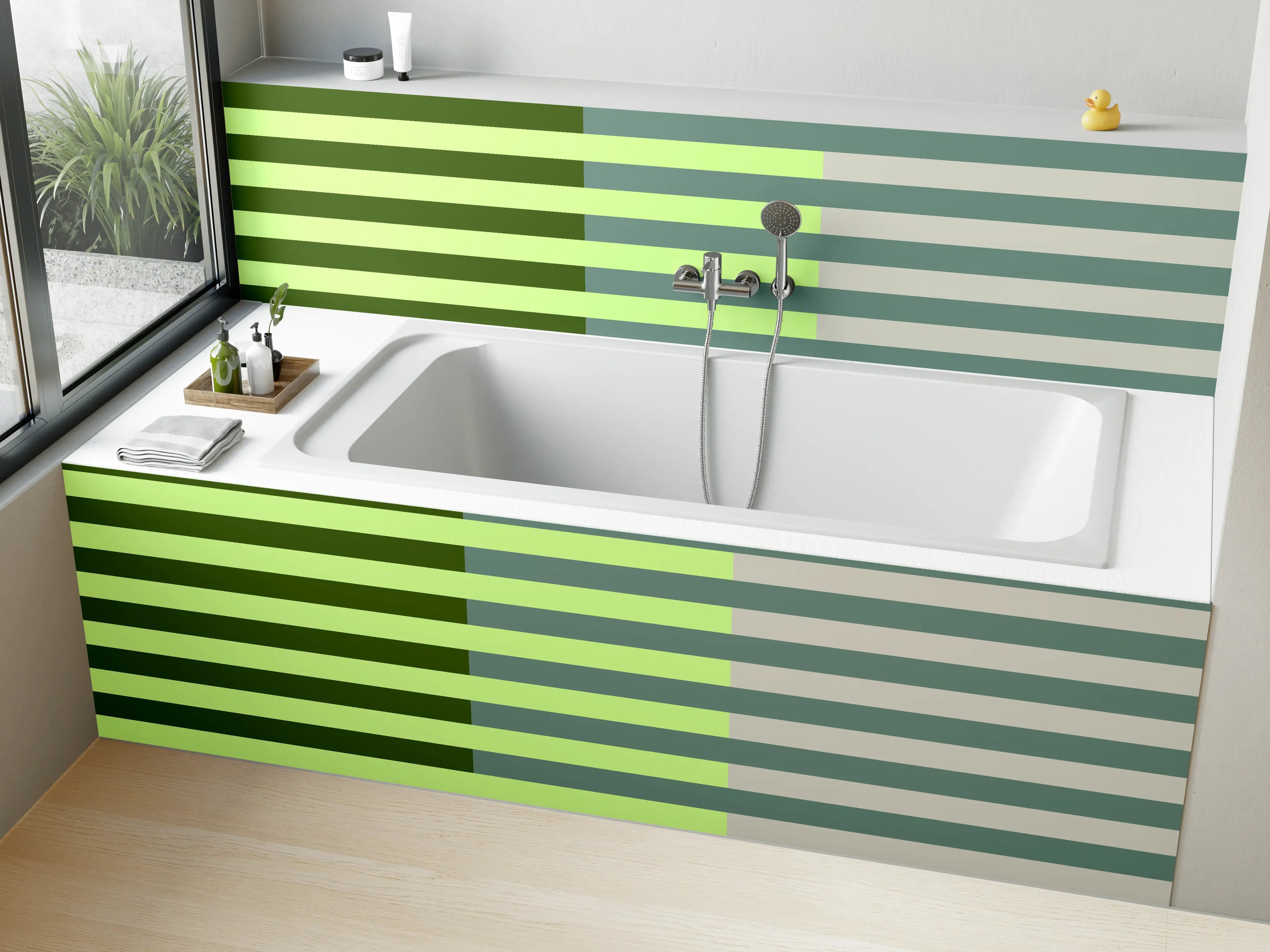 Badewannen-Rückwand - The Greens - Multy Stripes - Granny Smith