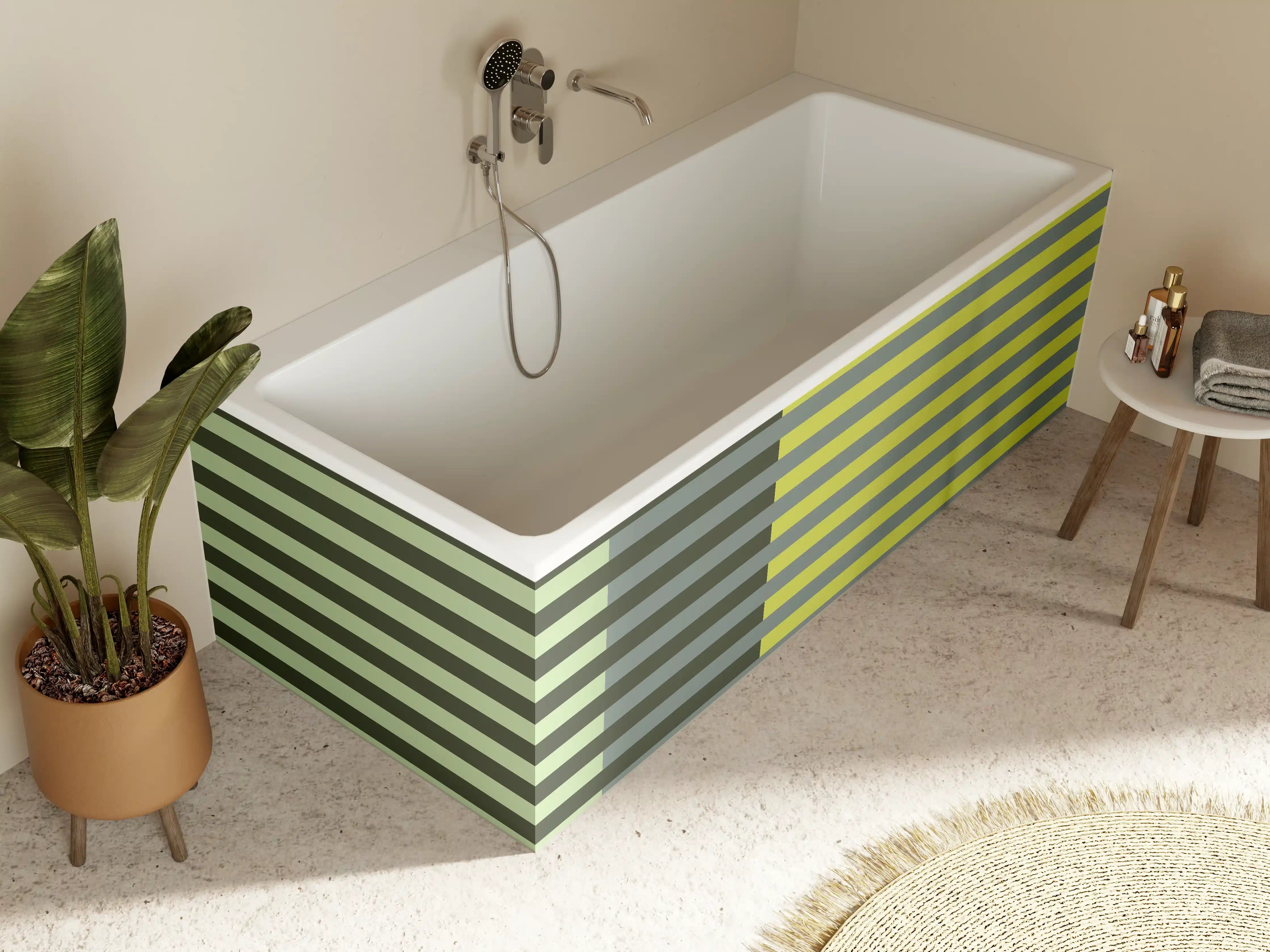 Badewannen-Rückwand - The Greens - Multy Stripes - Matcha