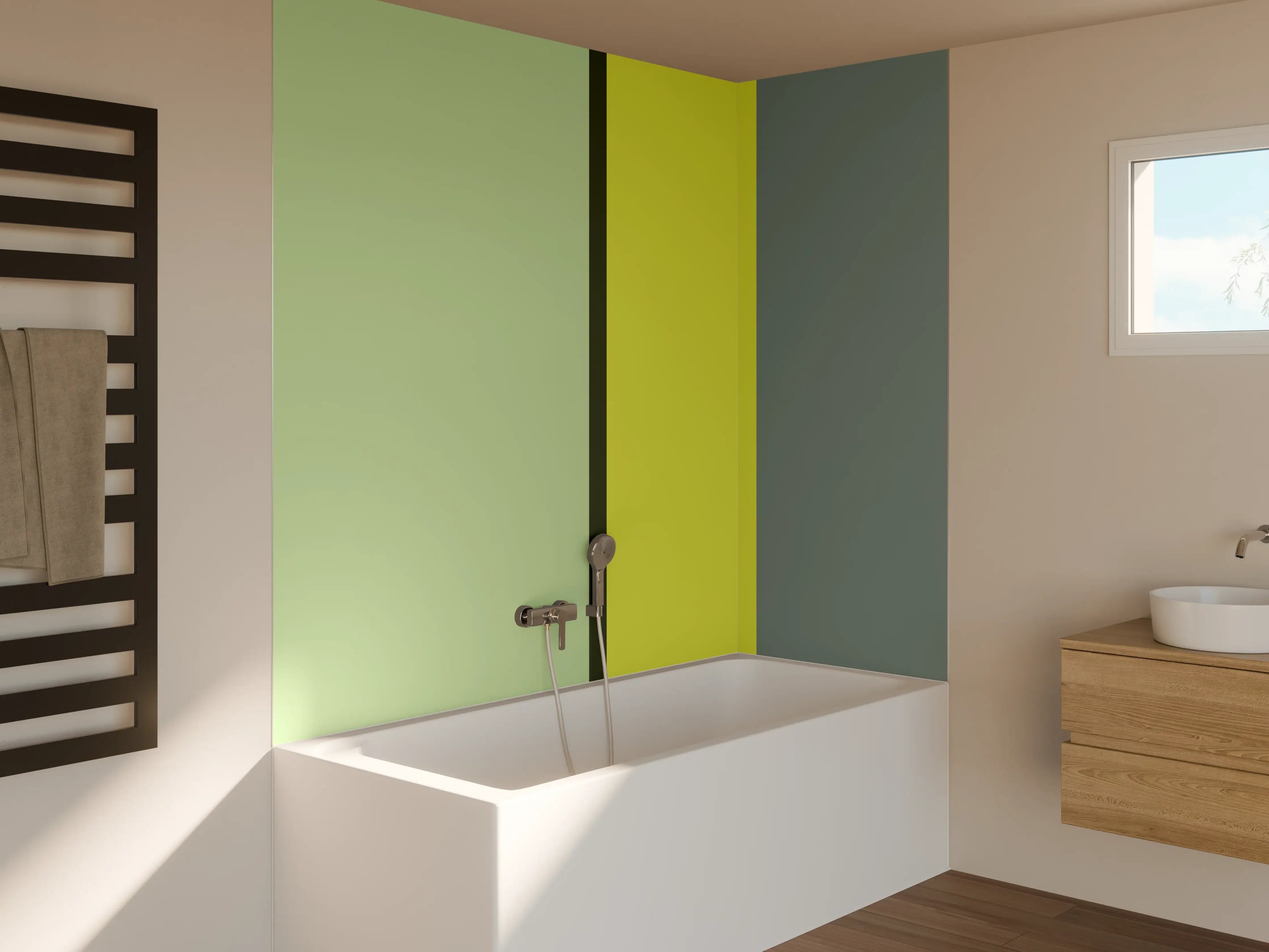 Badewannen-Rückwand - The Greens - Vertical - Matcha