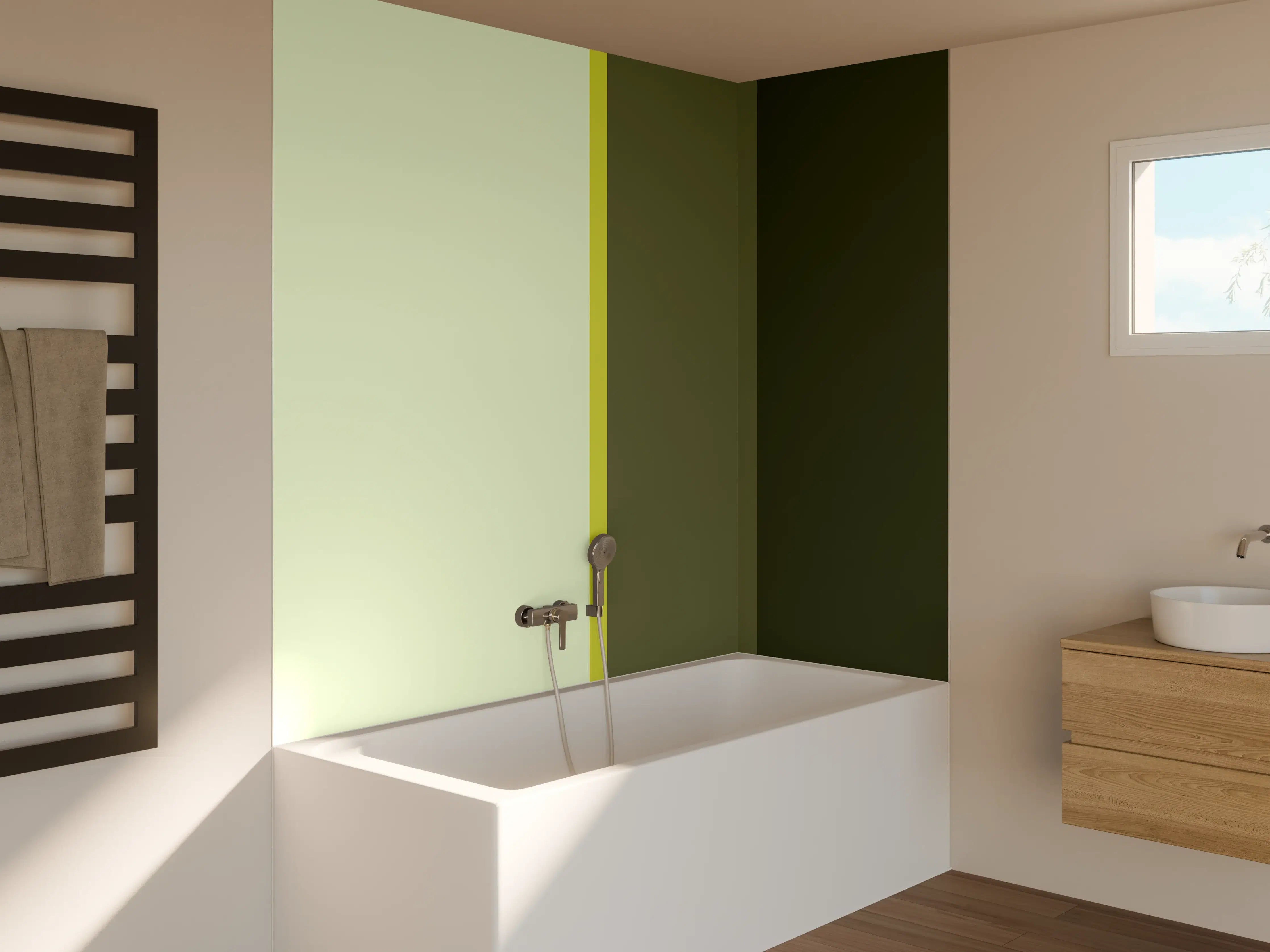Badewannen-Rückwand - The Greens - Vertical - Olive