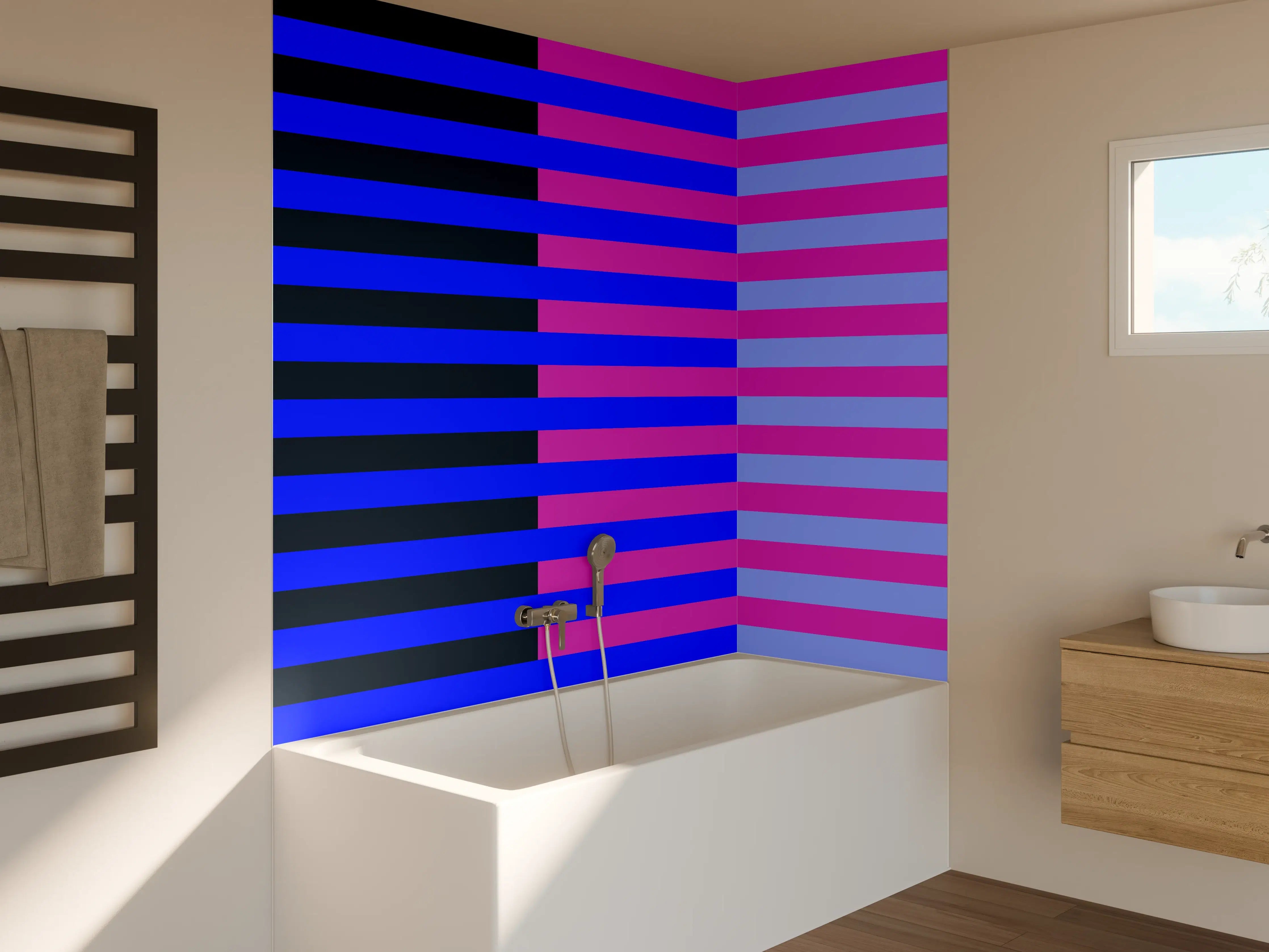 Badewannen-Rückwand - The Neons - Multy Stripes - Luna