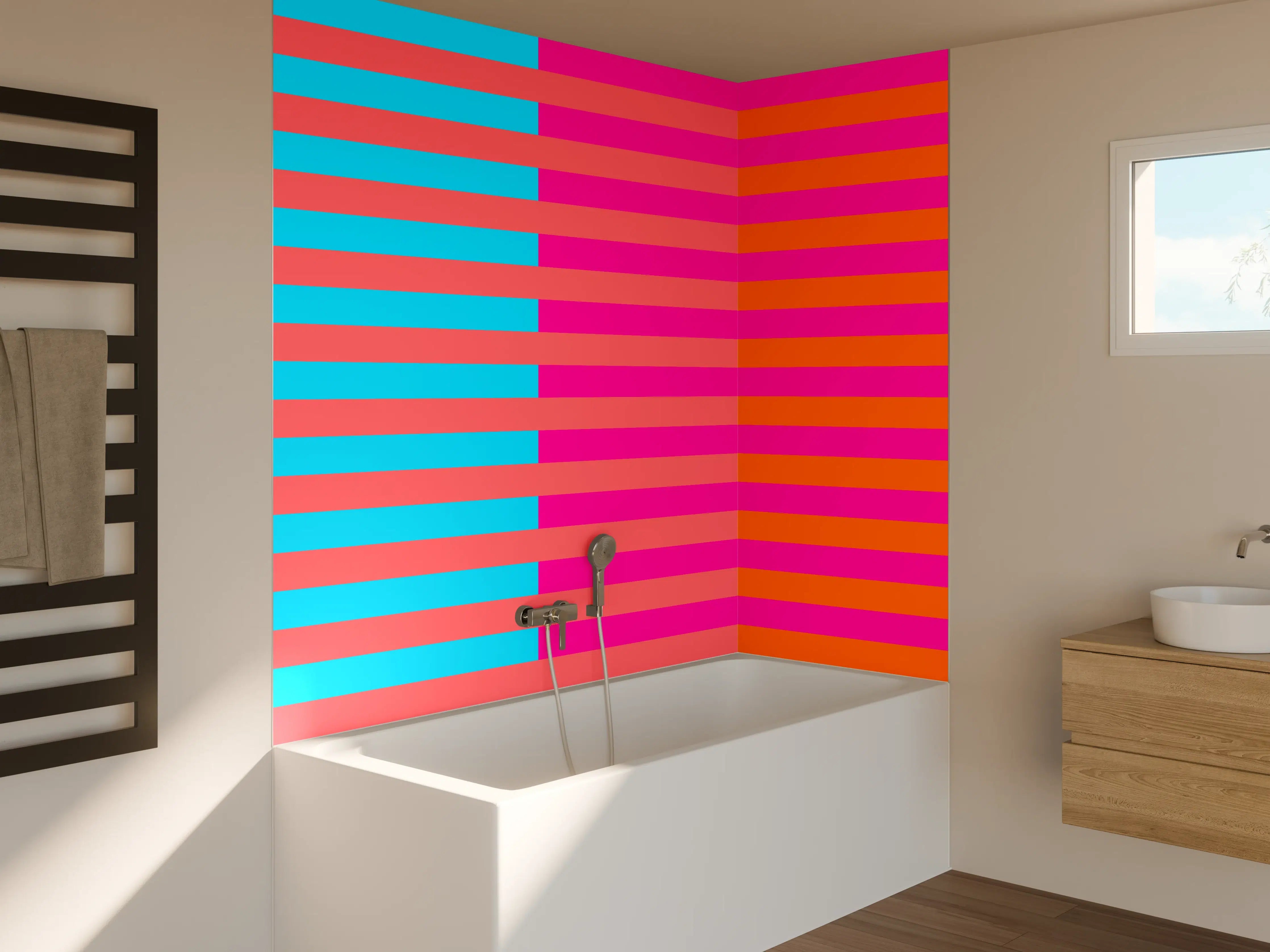 Badewannen-Rückwand - The Neons - Multy Stripes - Nova