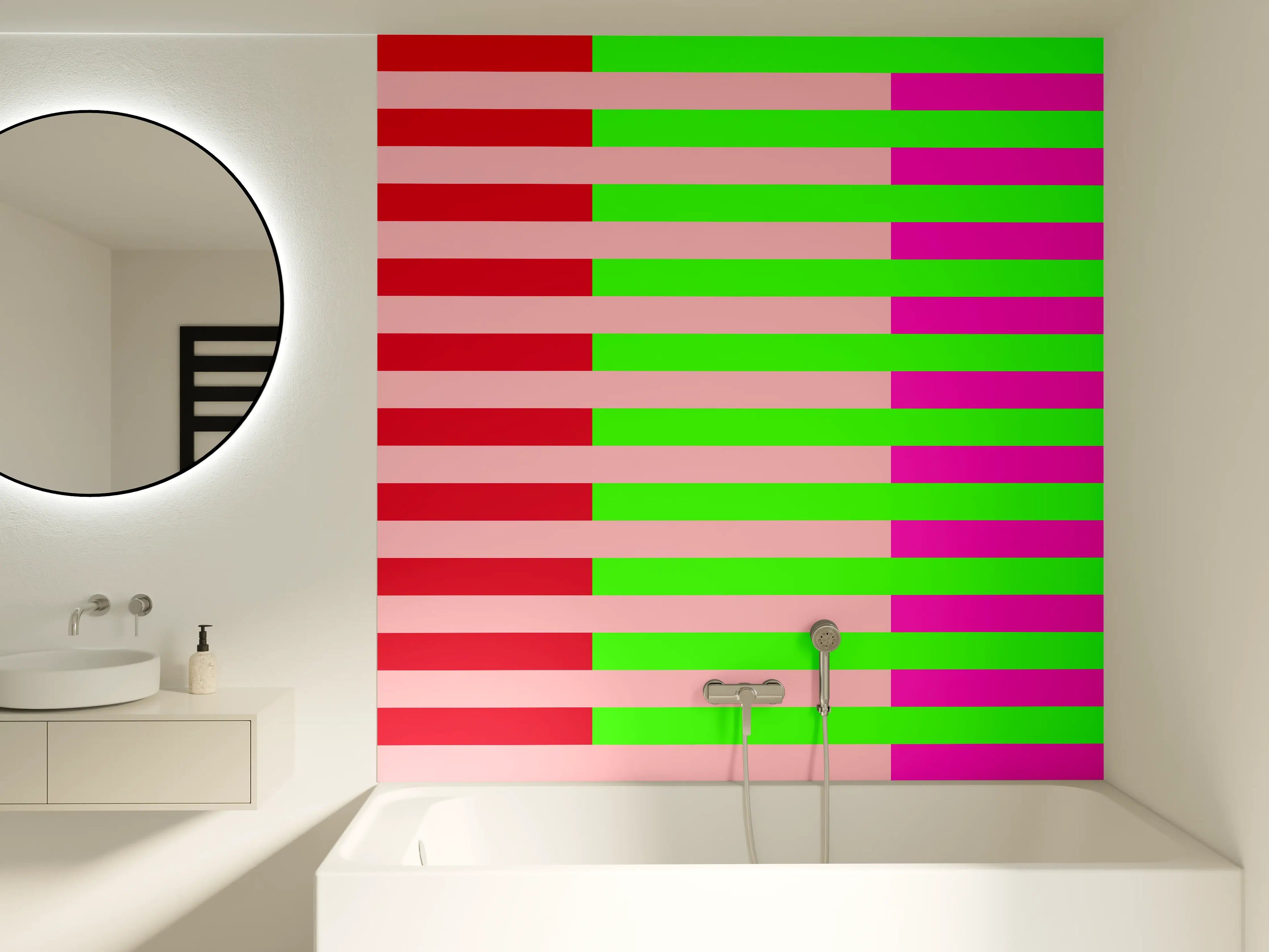 Badewannen-Rückwand - The Neons - Multy Stripes - Nox