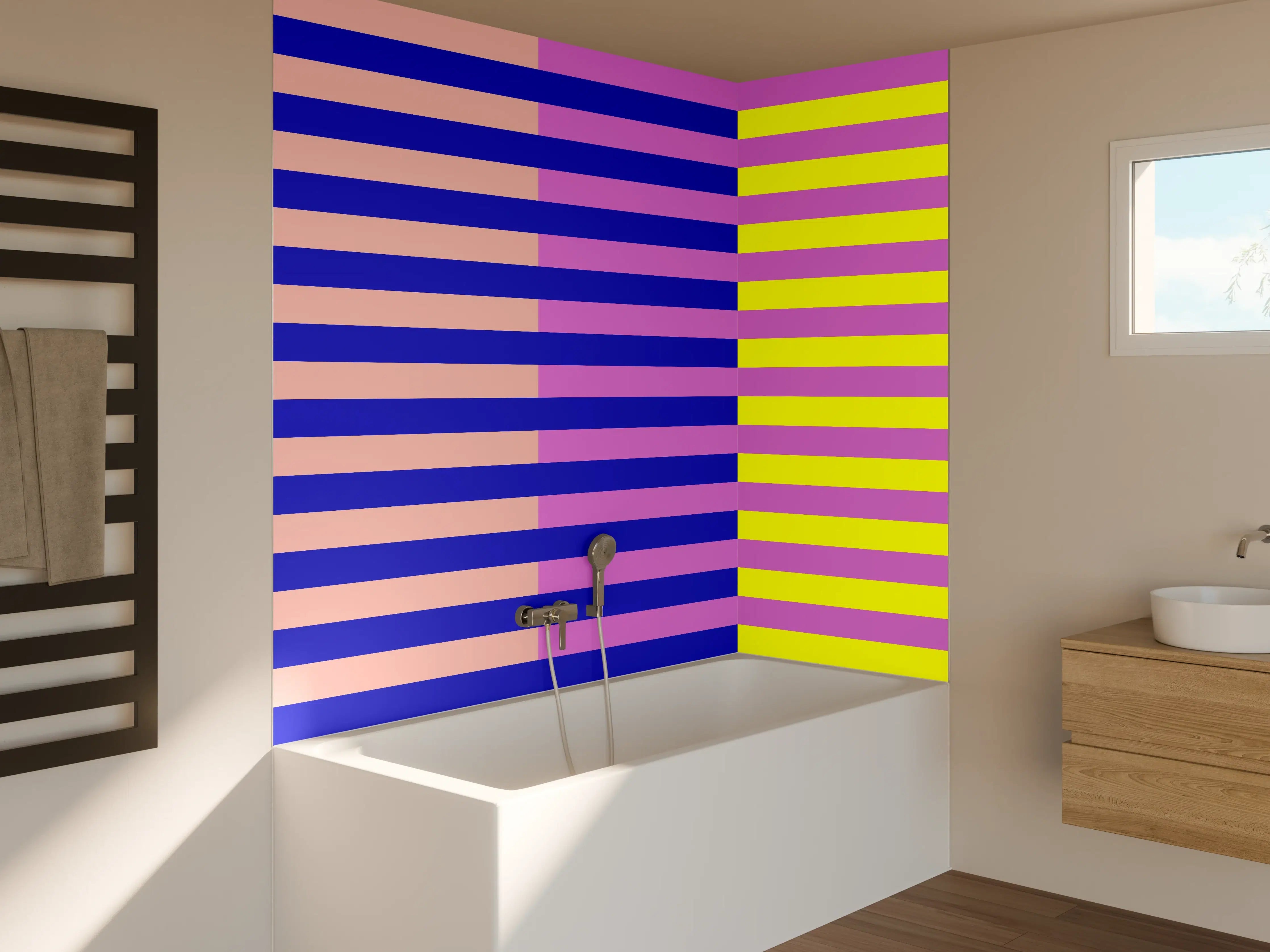 Badewannen-Rückwand - The Neons - Multy Stripes - Stellar