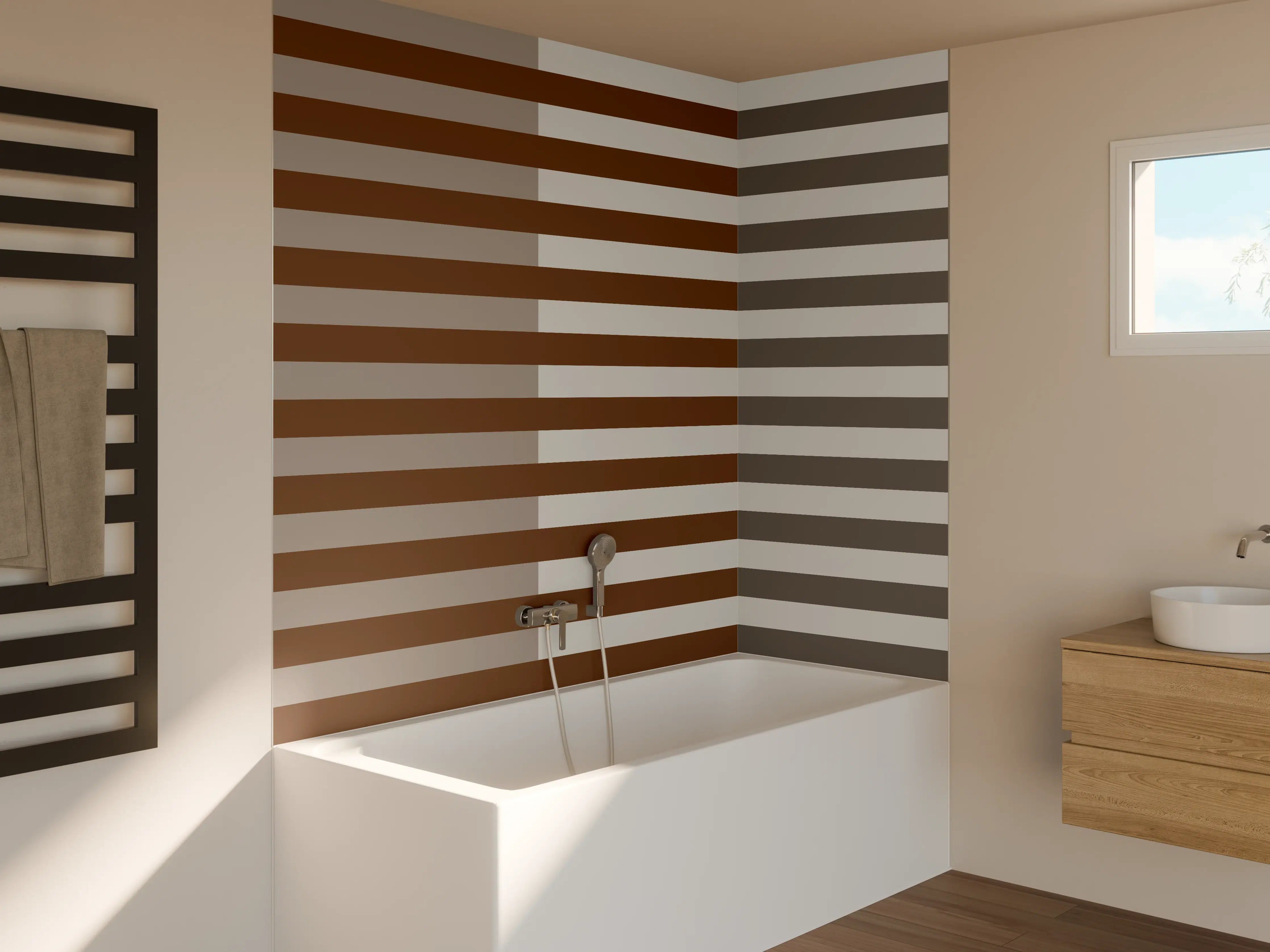 Badewannen-Rückwand - The Nudes - Multy Stripes - Ash