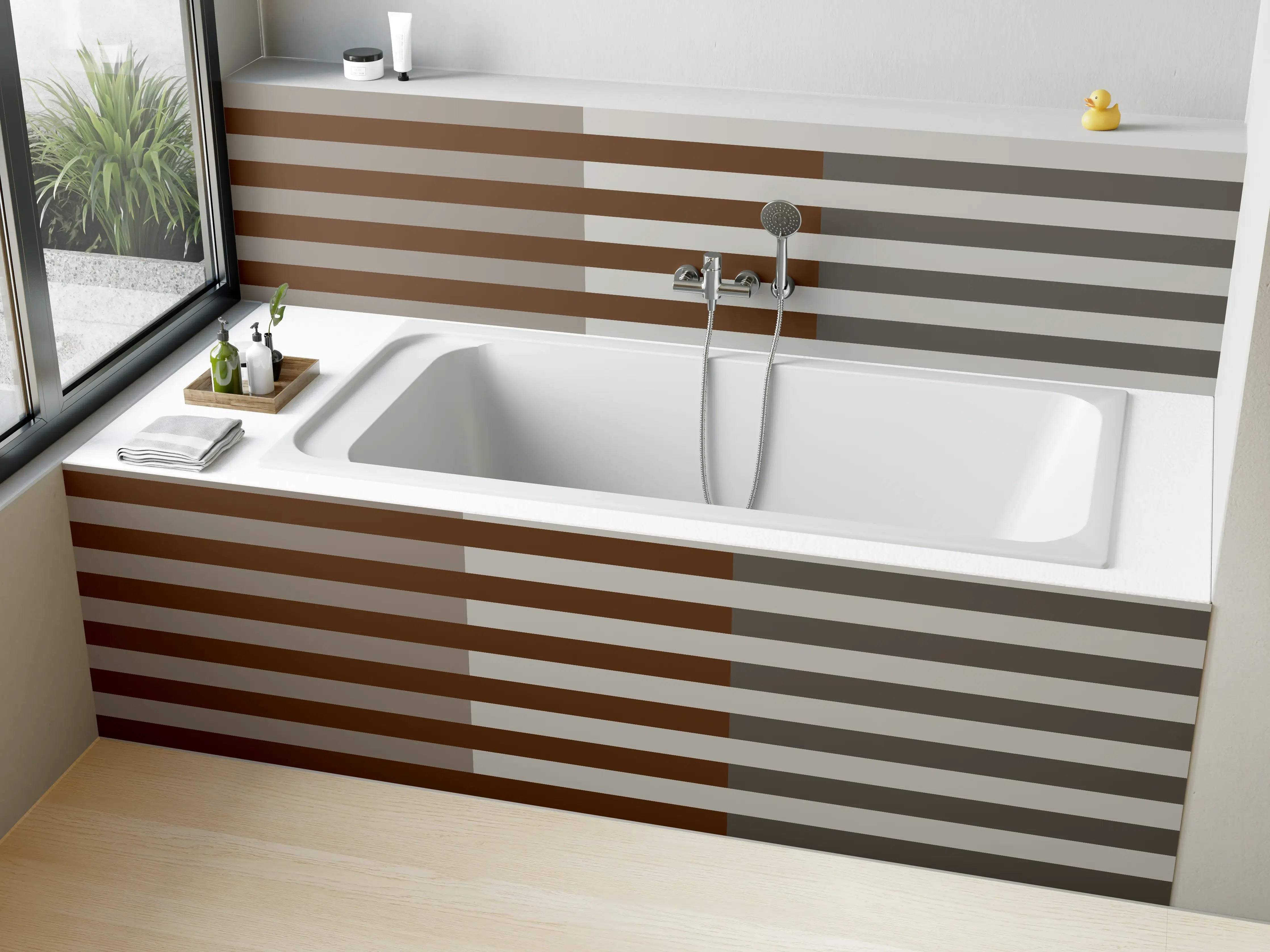 Badewannen-Rückwand - The Nudes - Multy Stripes - Ash