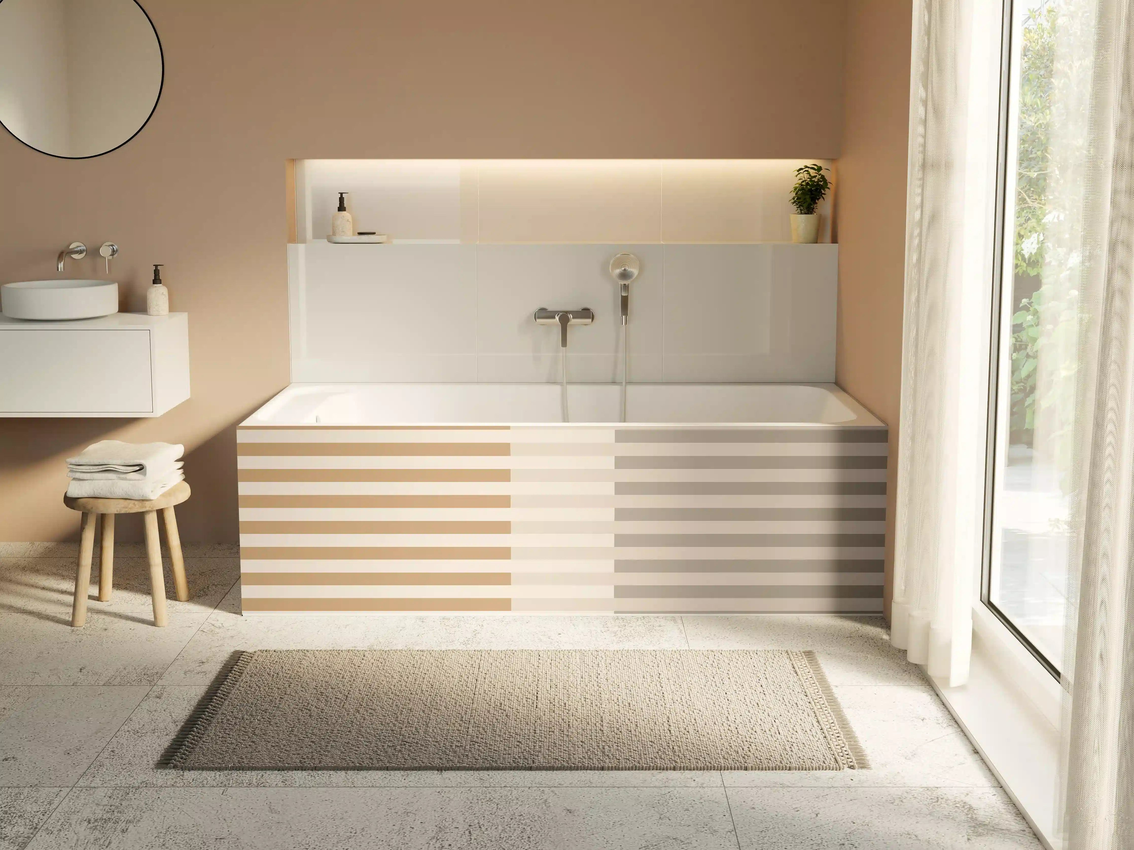 Badewannen-Rückwand - The Nudes - Multy Stripes - Caramel