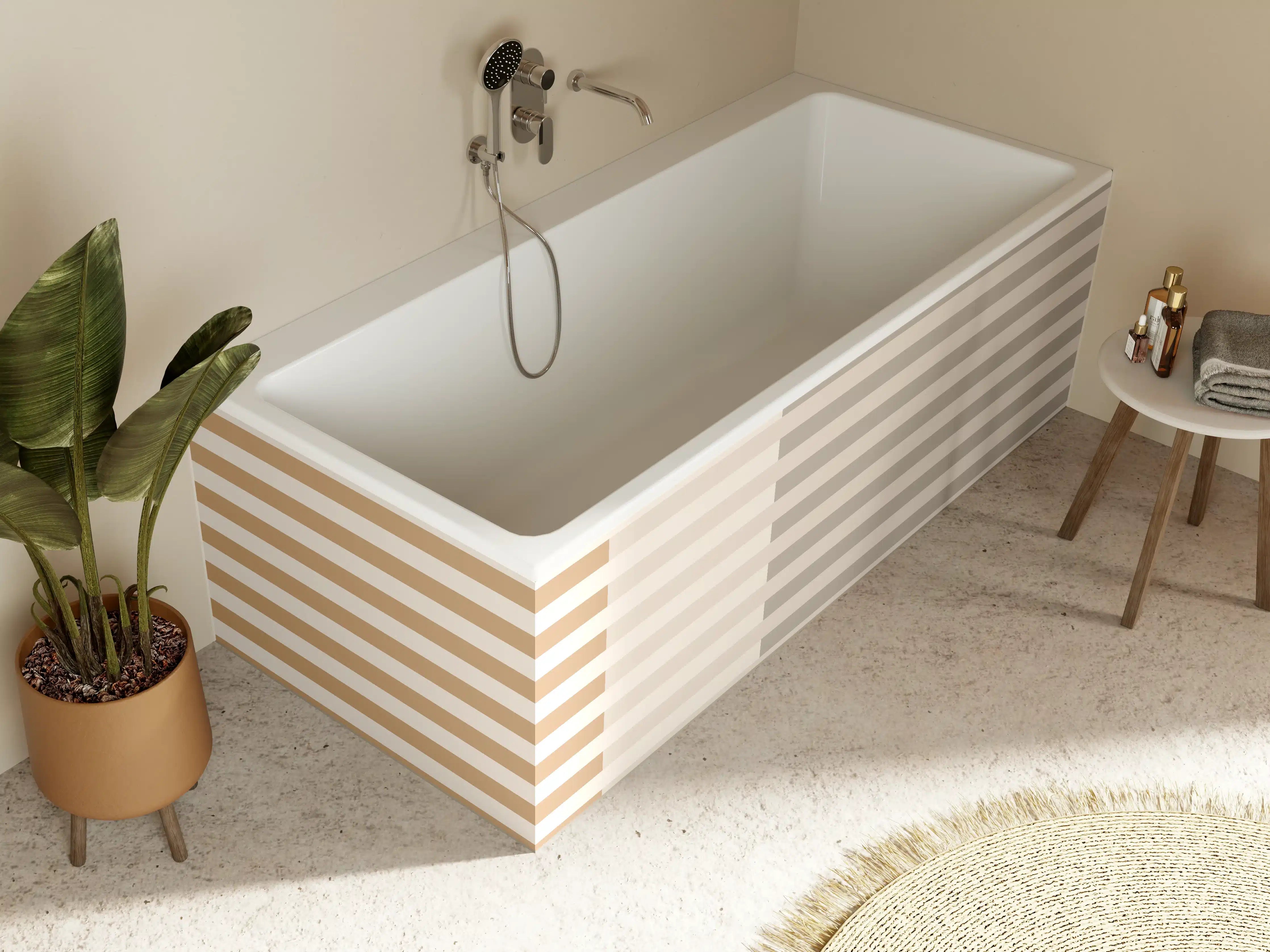 Badewannen-Rückwand - The Nudes - Multy Stripes - Caramel