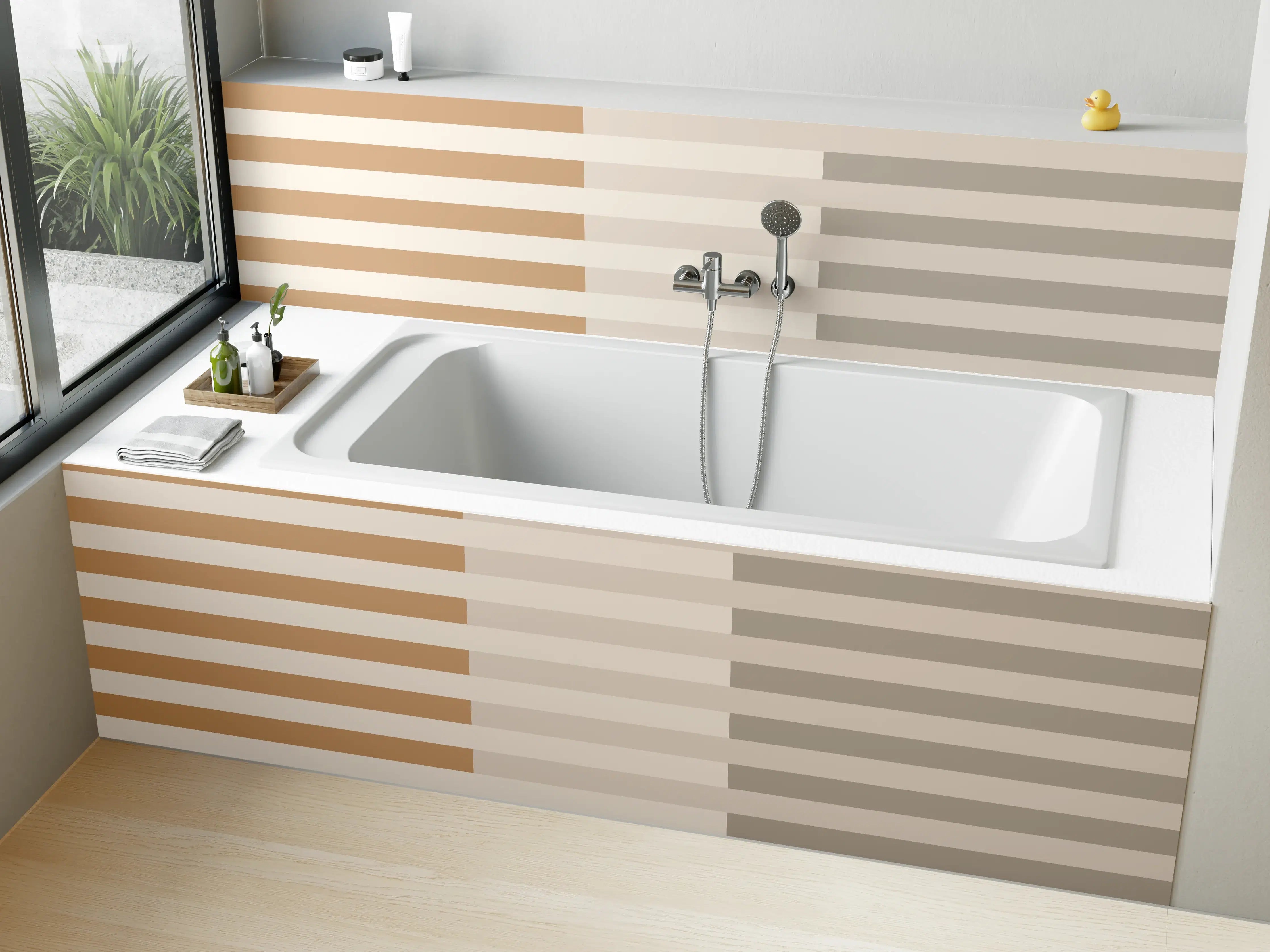 Badewannen-Rückwand - The Nudes - Multy Stripes - Caramel