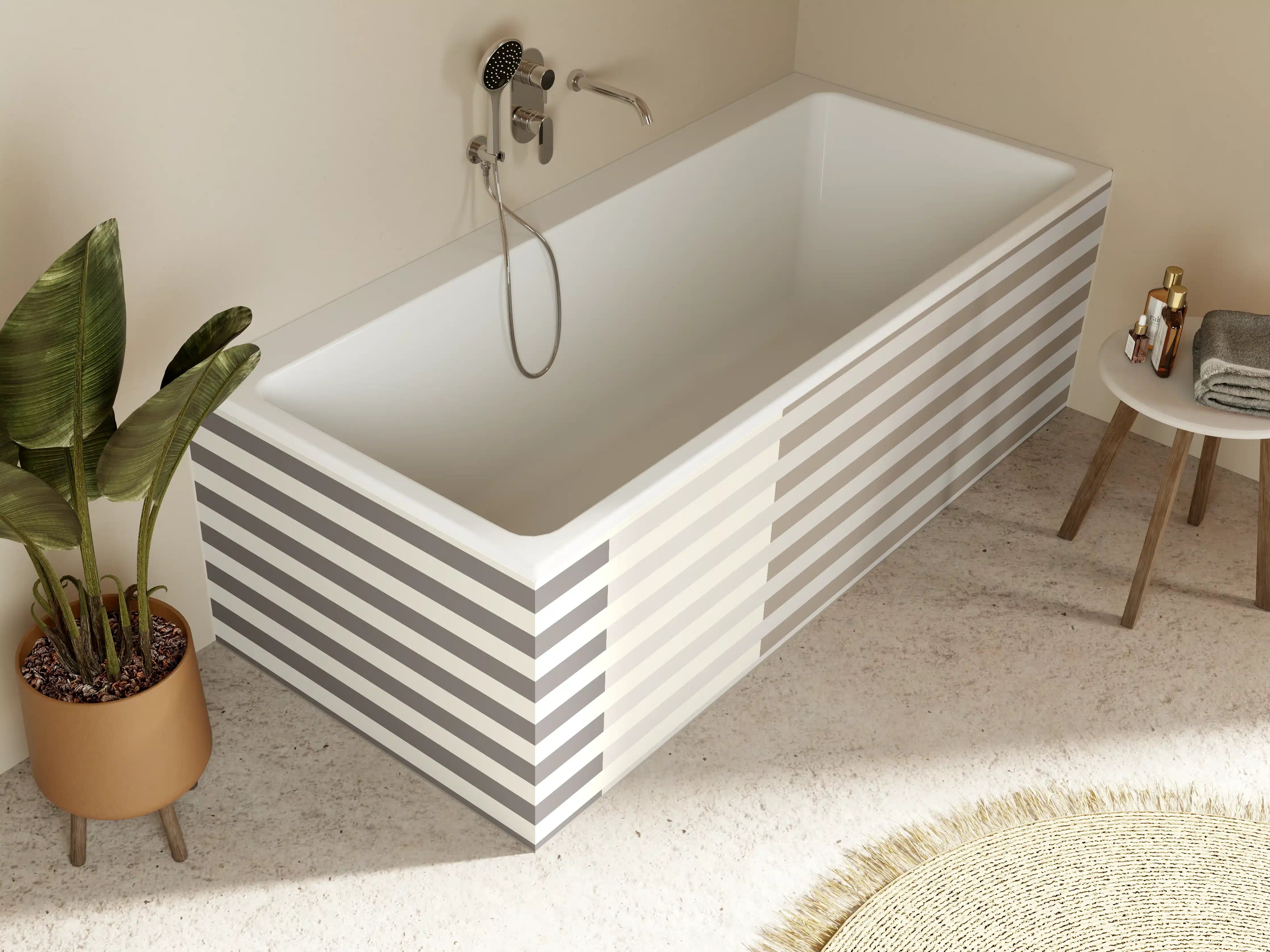 Badewannen-Rückwand - The Nudes - Multy Stripes - Fog