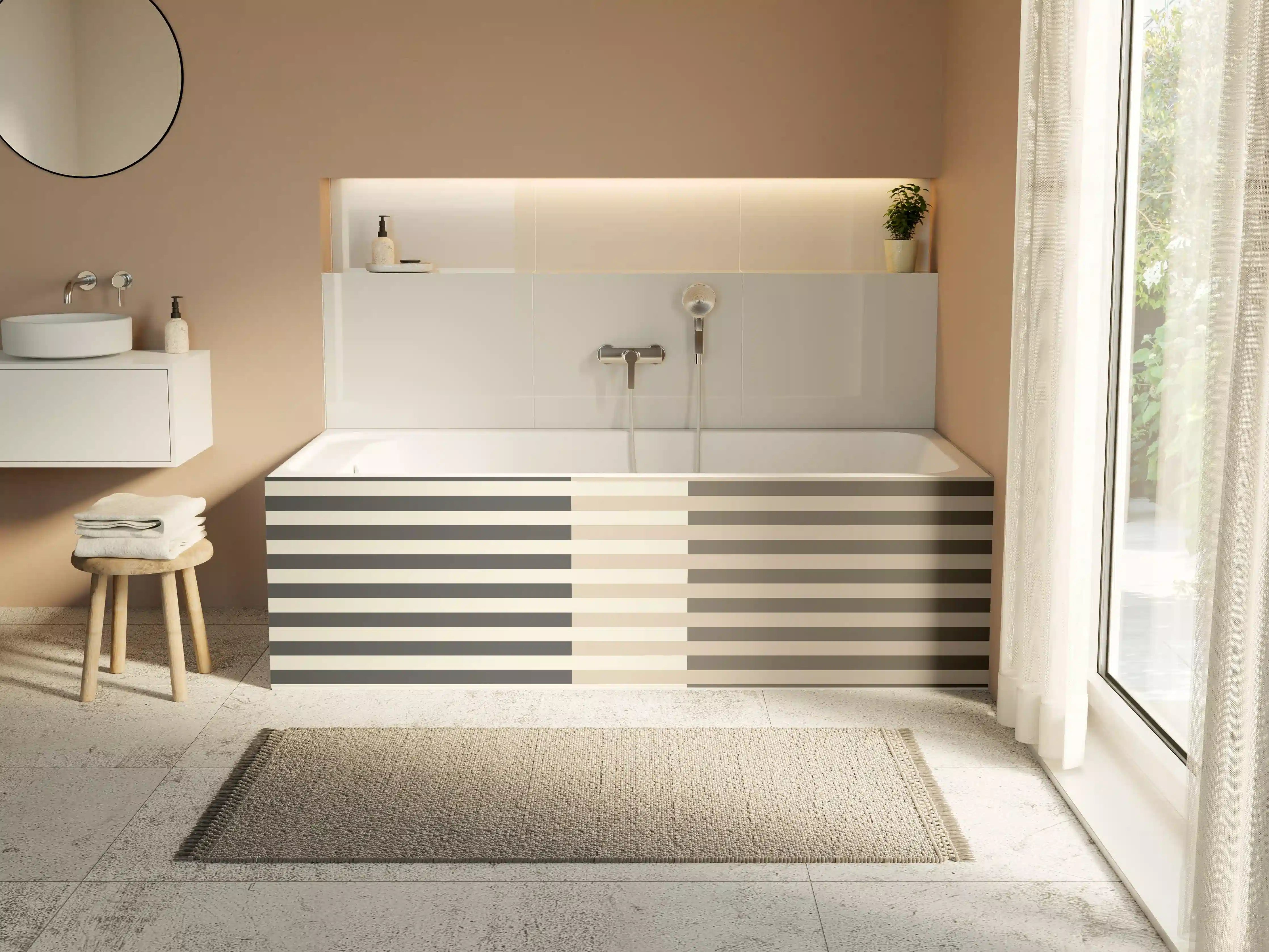 Badewannen-Rückwand - The Nudes - Multy Stripes - Toffee