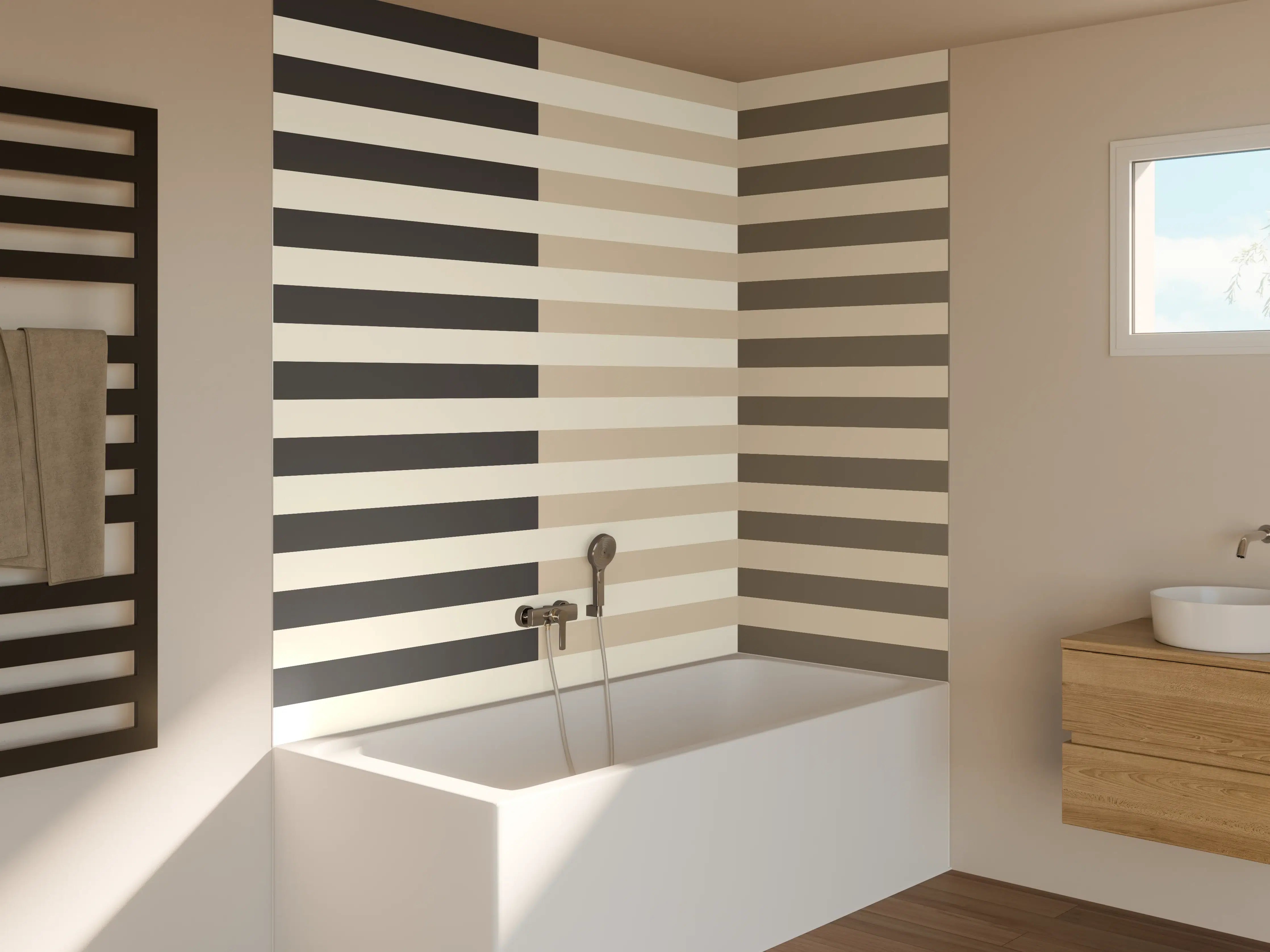 Badewannen-Rückwand - The Nudes - Multy Stripes - Toffee