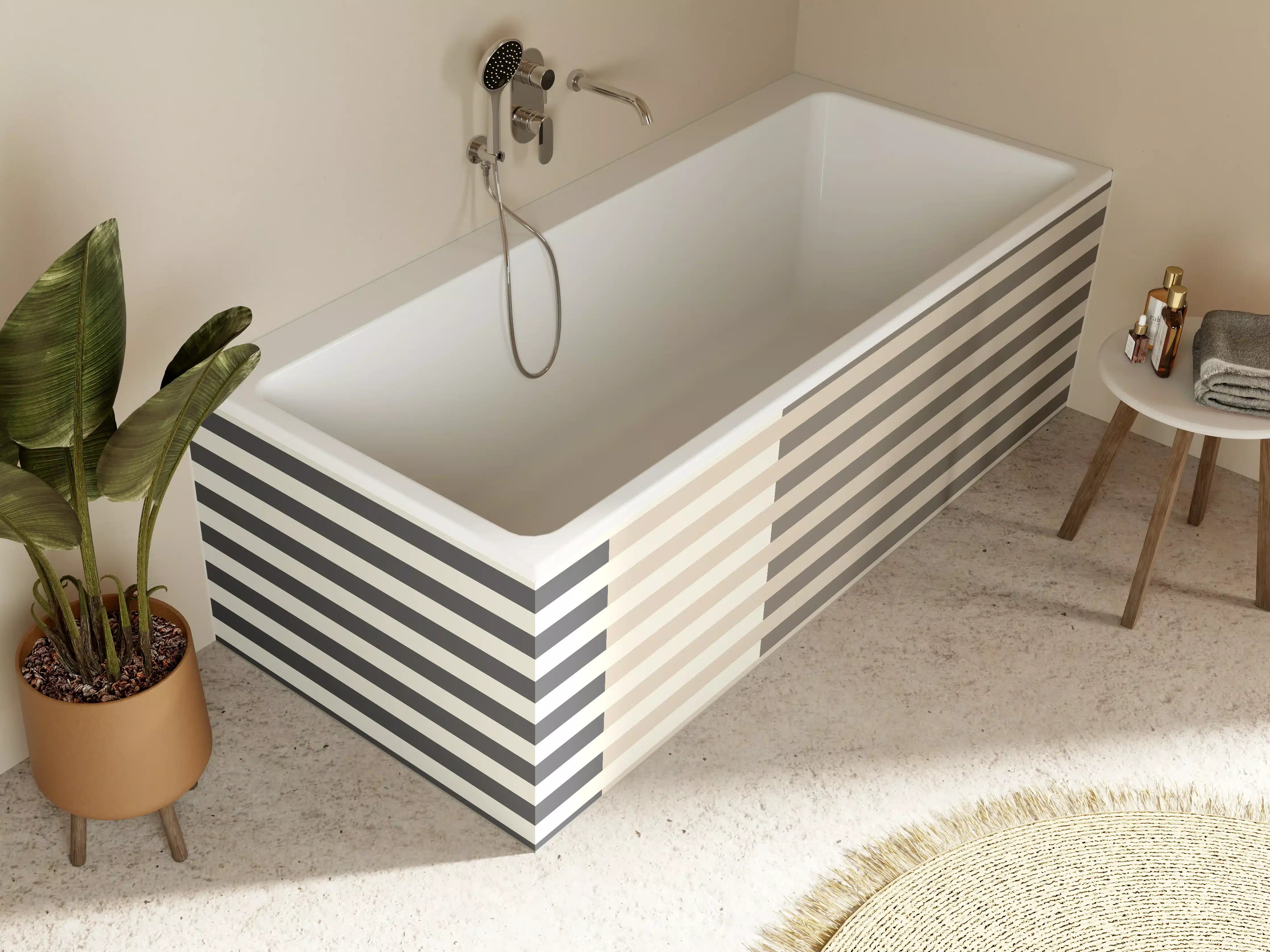 Badewannen-Rückwand - The Nudes - Multy Stripes - Toffee